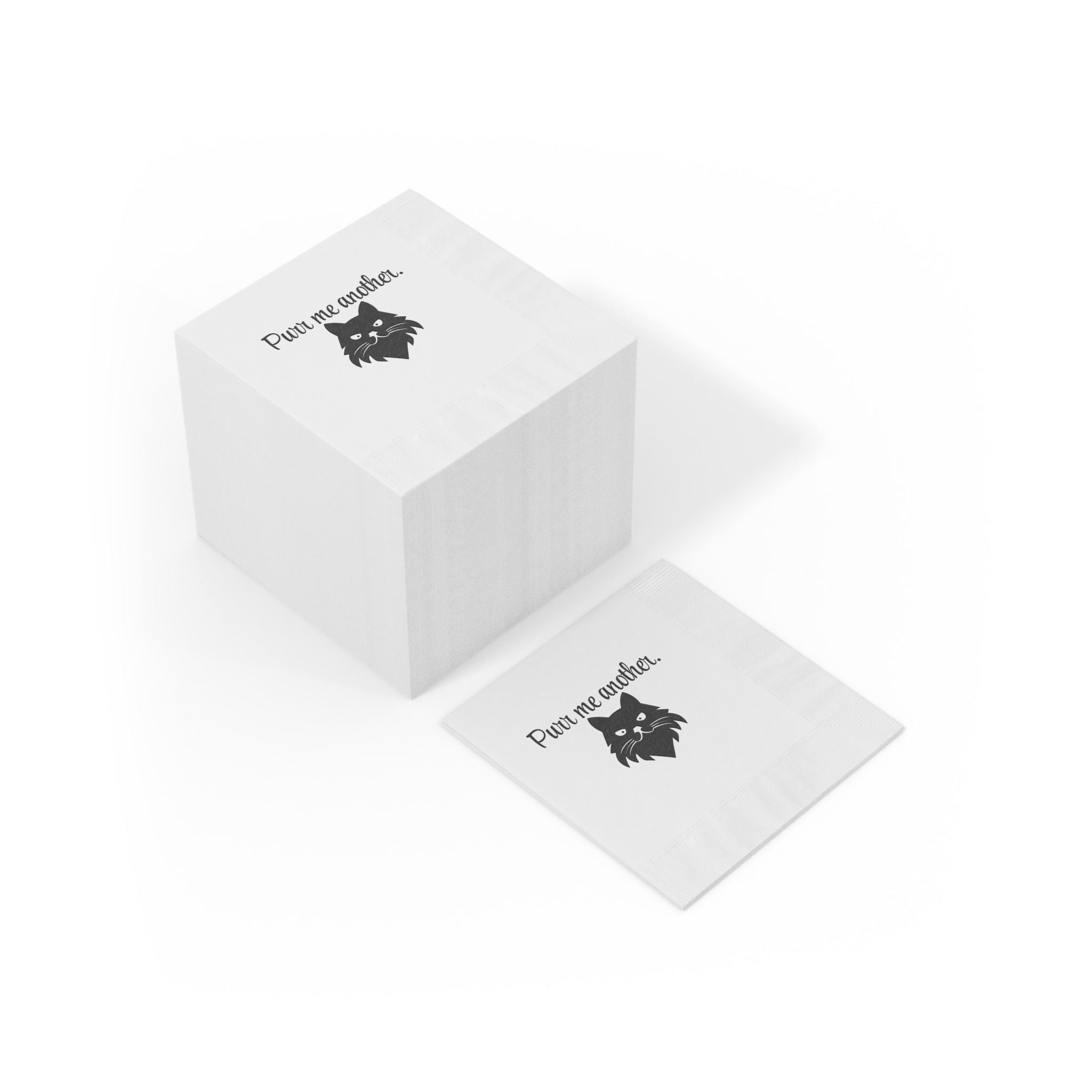 Purr Me Another White Coined Napkins - Paper Products, Napkins - EpiAl's Shop