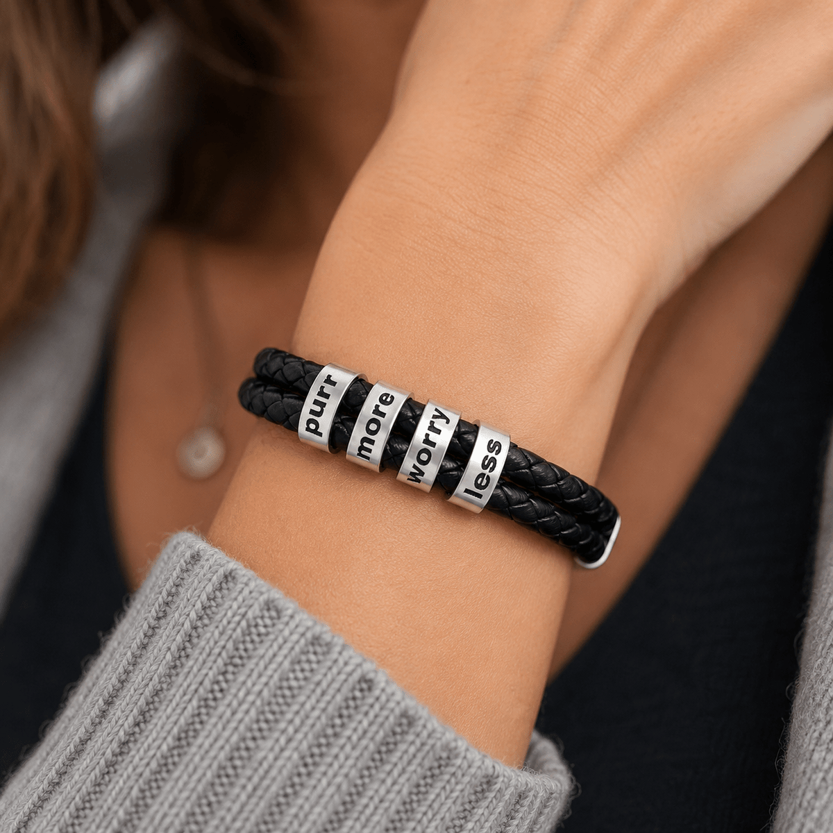 Purr More Worry Less Leather Bracelet - Jewelry, Bracelets - EpiAl's Shop