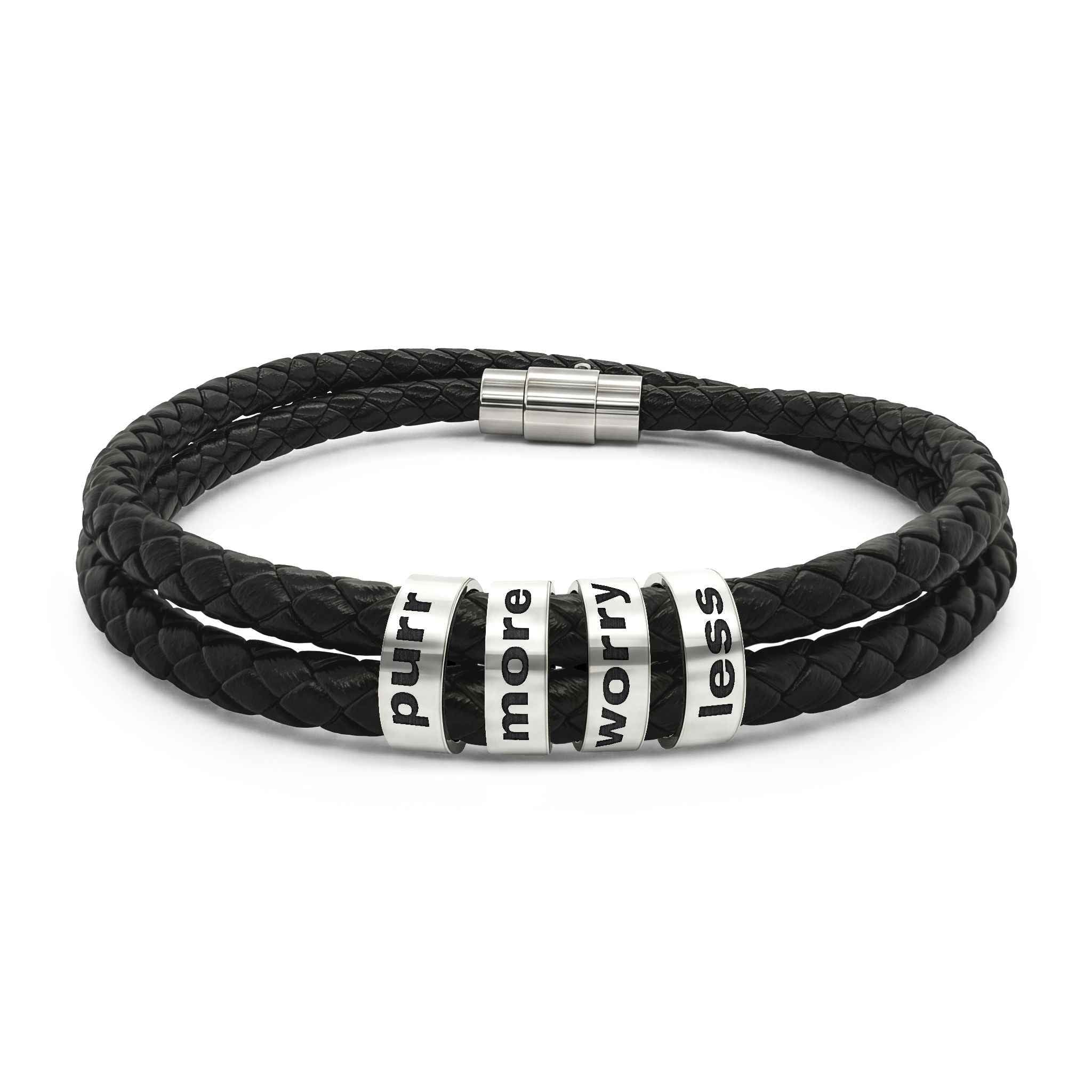Purr More Worry Less Leather Bracelet - Jewelry, Bracelets - EpiAl's Shop