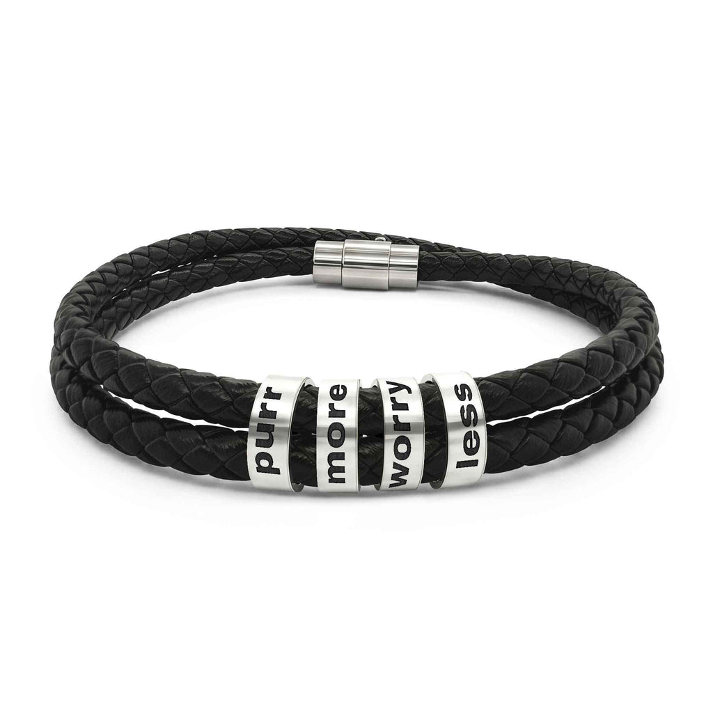 Purr More Worry Less Leather Bracelet - Jewelry, Bracelets - EpiAl's Shop