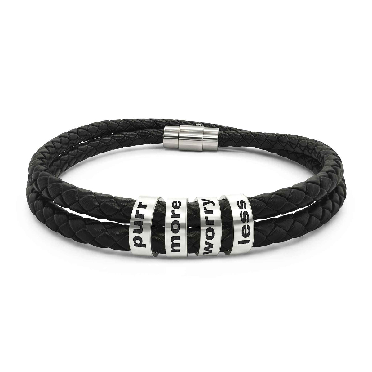 Purr More Worry Less Leather Bracelet - Jewelry, Bracelets - EpiAl's Shop