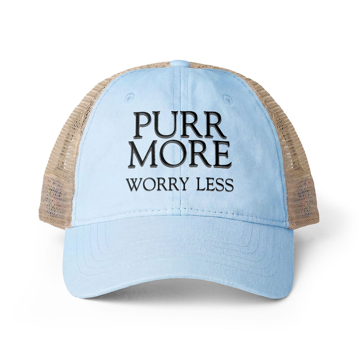 Purr More, Worry Less Women’s Ponytail Trucker Hat - Hats, Baseball & Trucker - EpiAl's Shop