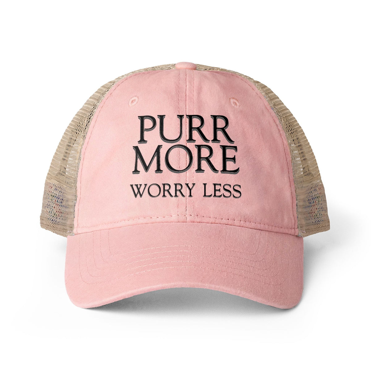 Purr More, Worry Less Women’s Ponytail Trucker Hat - Hats, Baseball & Trucker - EpiAl's Shop