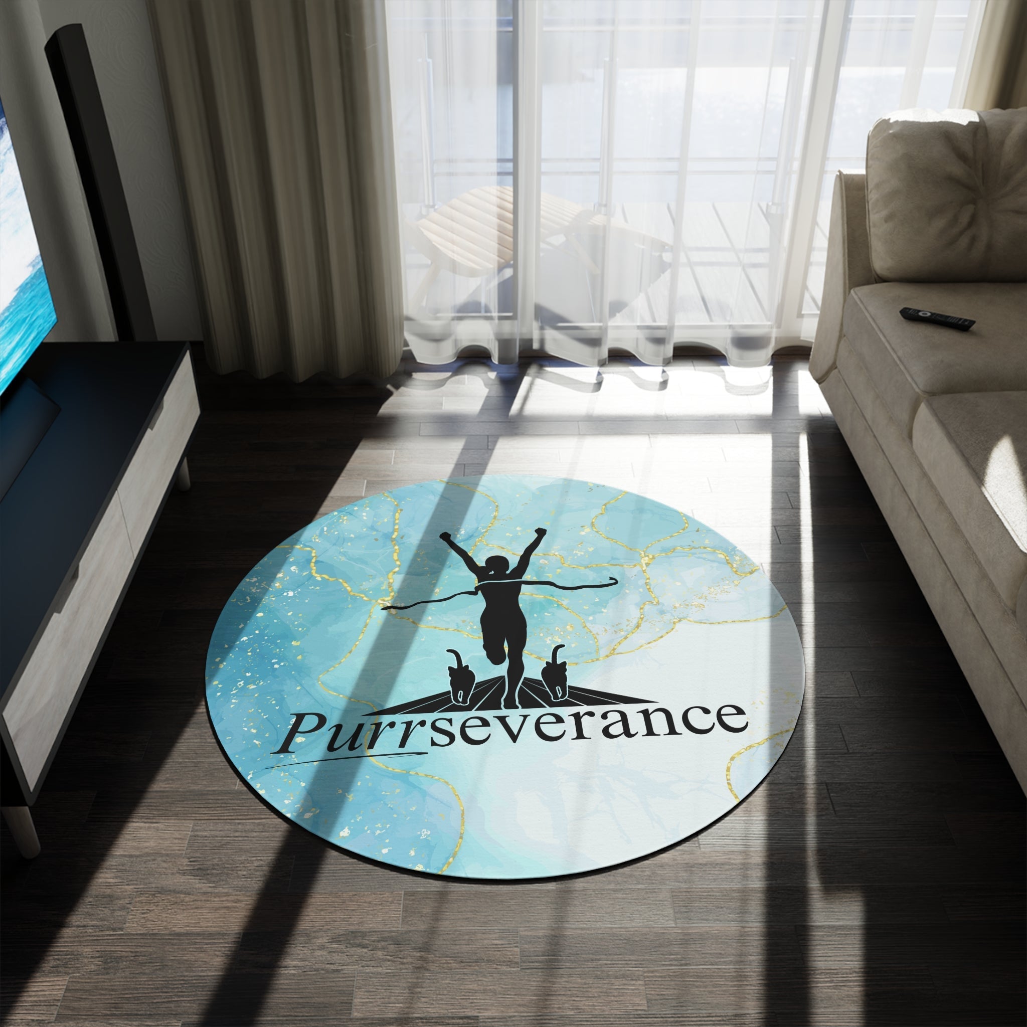 Purrsistence Round Rug - Inspirational Cat Design - Decor, Home, Rugs & Doormats - EpiAl's Shop