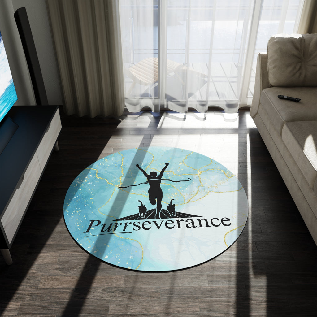 Purrsistence Round Rug - Inspirational Cat Design - Decor, Home, Rugs & Doormats - EpiAl's Shop
