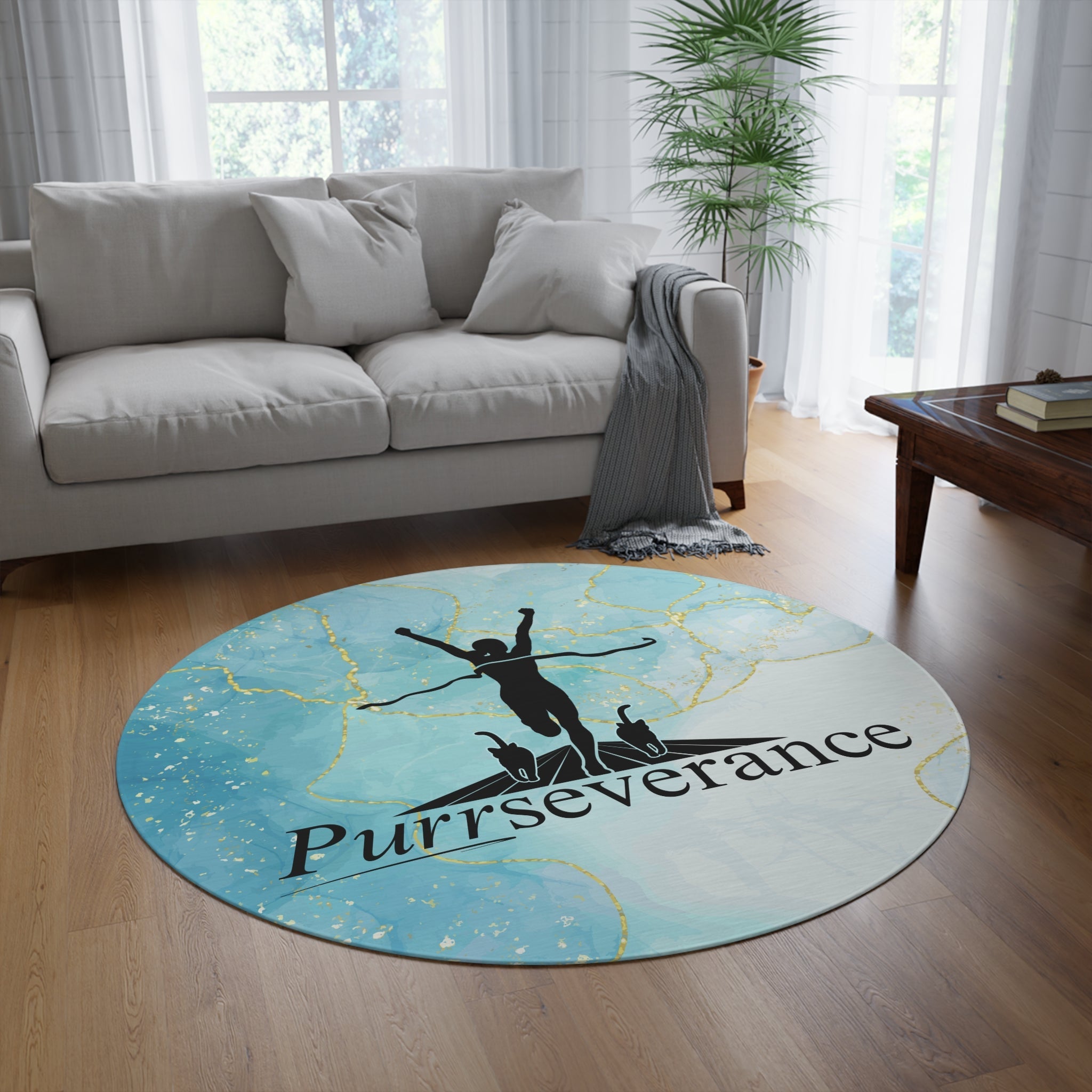 Purrsistence Round Rug - Inspirational Cat Design - Decor, Home, Rugs & Doormats - EpiAl's Shop