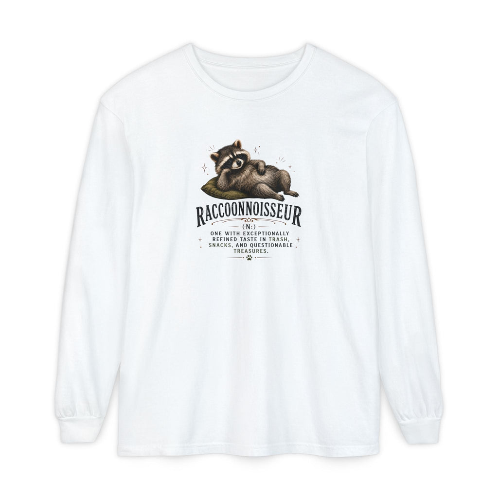 Raccoonnoisseur Garment-Dyed Long Sleeve Shirt | Funny Jimothy Graphic Tee - Clothing, Unisex, T-Shirts, Long-Sleeved - EpiAl's Shop