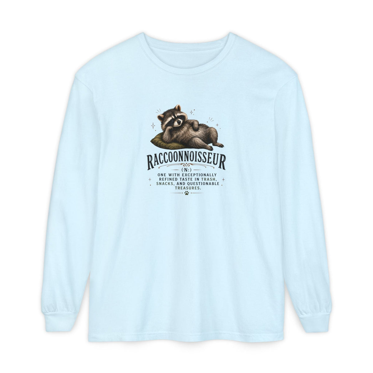 Raccoonnoisseur Garment-Dyed Long Sleeve Shirt | Funny Jimothy Graphic Tee - Clothing, Unisex, T-Shirts, Long-Sleeved - EpiAl's Shop