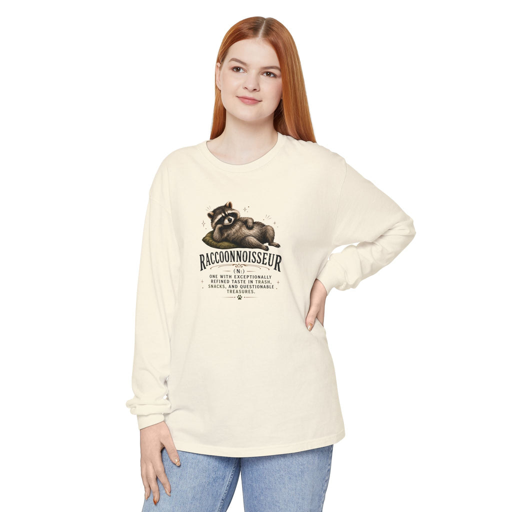 Raccoonnoisseur Garment-Dyed Long Sleeve Shirt | Funny Jimothy Graphic Tee - Clothing, Unisex, T-Shirts, Long-Sleeved - EpiAl's Shop