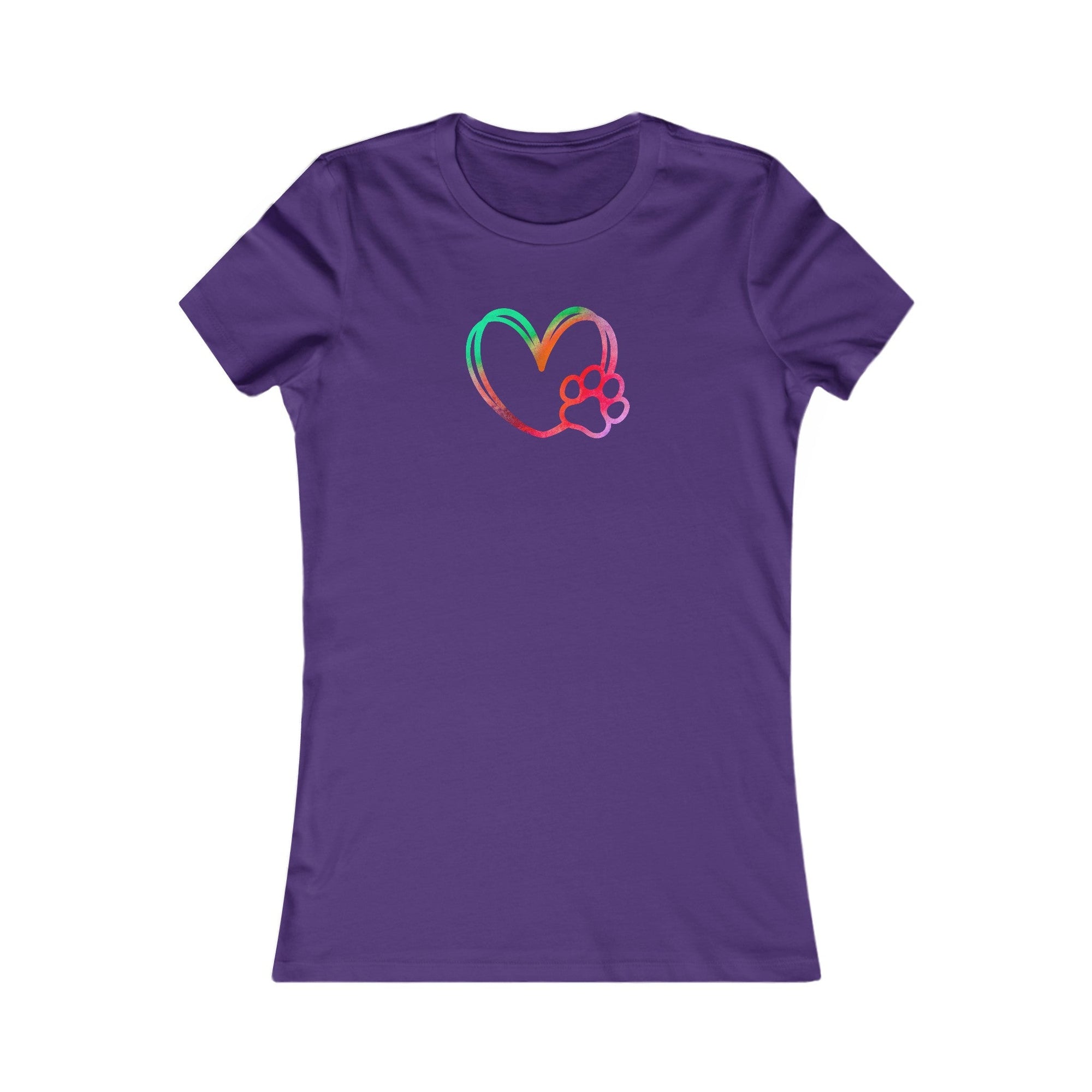 Rainbow Heart Paw Women's Favorite Tee - T - Shirt - Epileptic Al’s Shop
