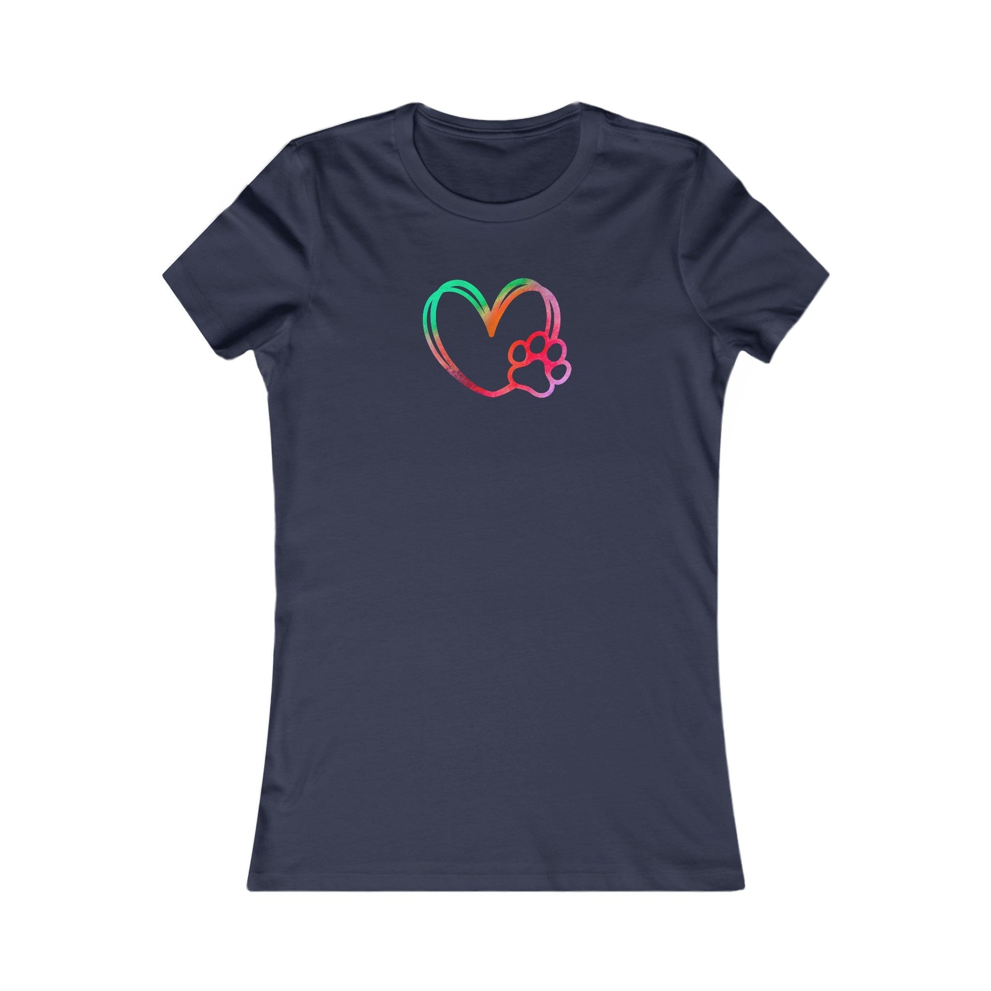 Rainbow Heart Paw Women's Favorite Tee - T - Shirt - Epileptic Al’s Shop