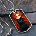 Red Haired Cat Lady Dog Tag Necklace - Jewelry, Necklaces - EpiAl's Shop