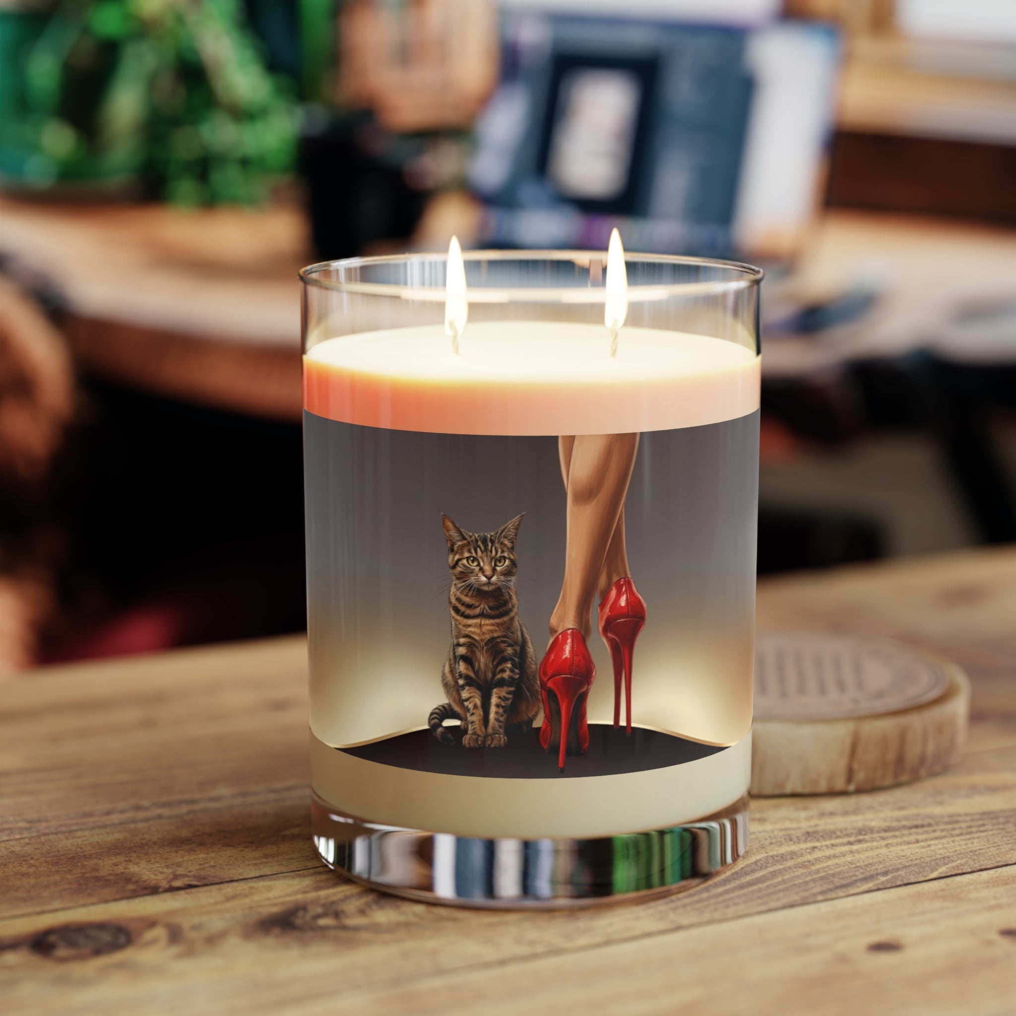 Red Heeled Cat Lady Scented Candle - 11oz Glass Candle - Decor, Scented Candles - EpiAl's Shop