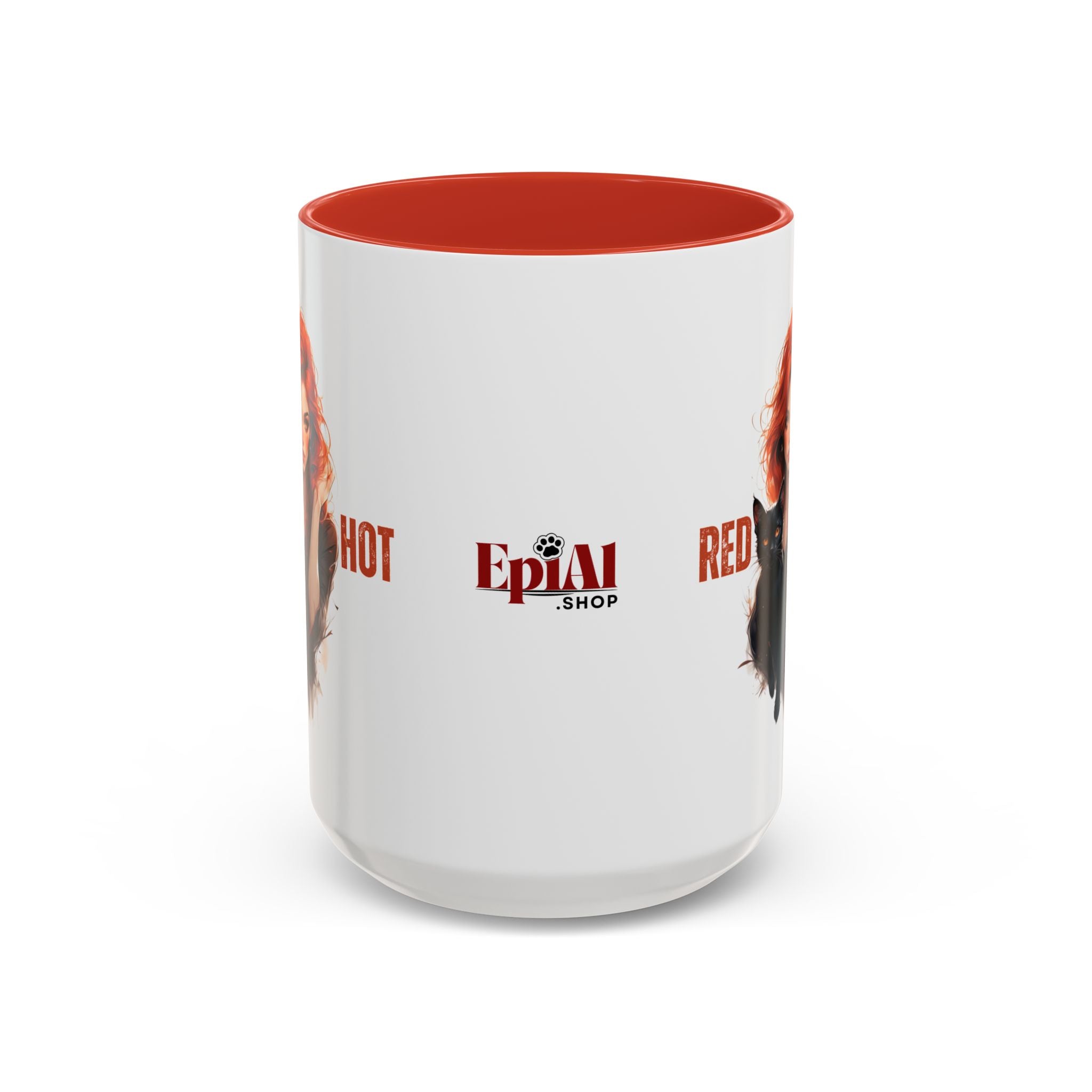 Red Hot Coffee Mug with Artistic Cat - Themed Design - Drinkware, Coffee Mugs - EpiAl's Shop