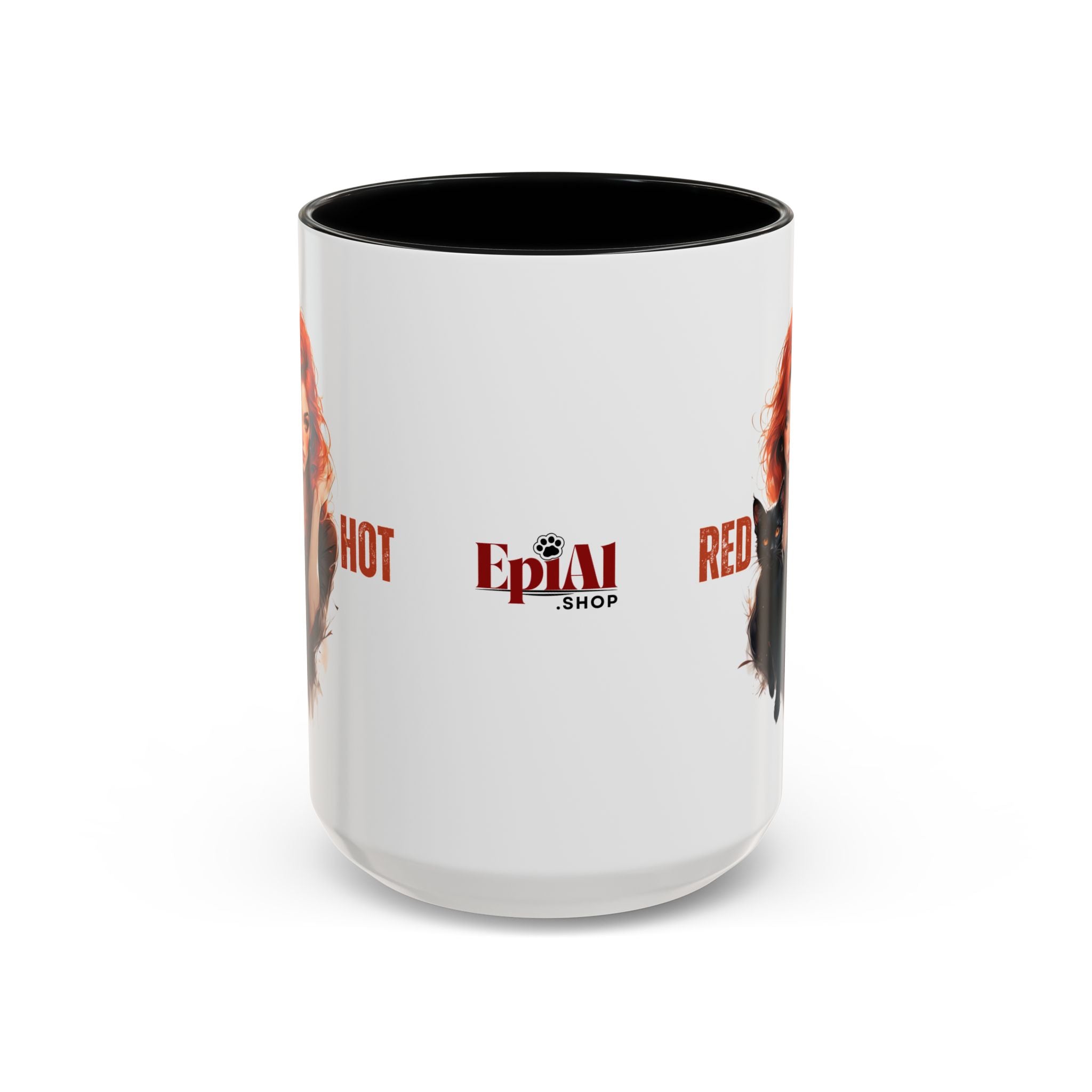 Red Hot Coffee Mug with Artistic Cat - Themed Design - Drinkware, Coffee Mugs - EpiAl's Shop