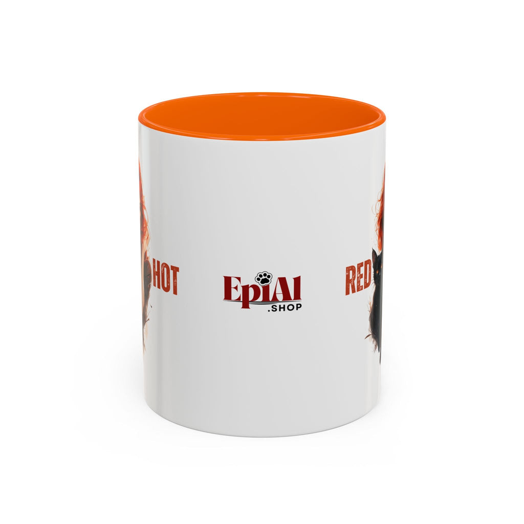 Red Hot Coffee Mug with Artistic Cat - Themed Design - Drinkware, Coffee Mugs - EpiAl's Shop