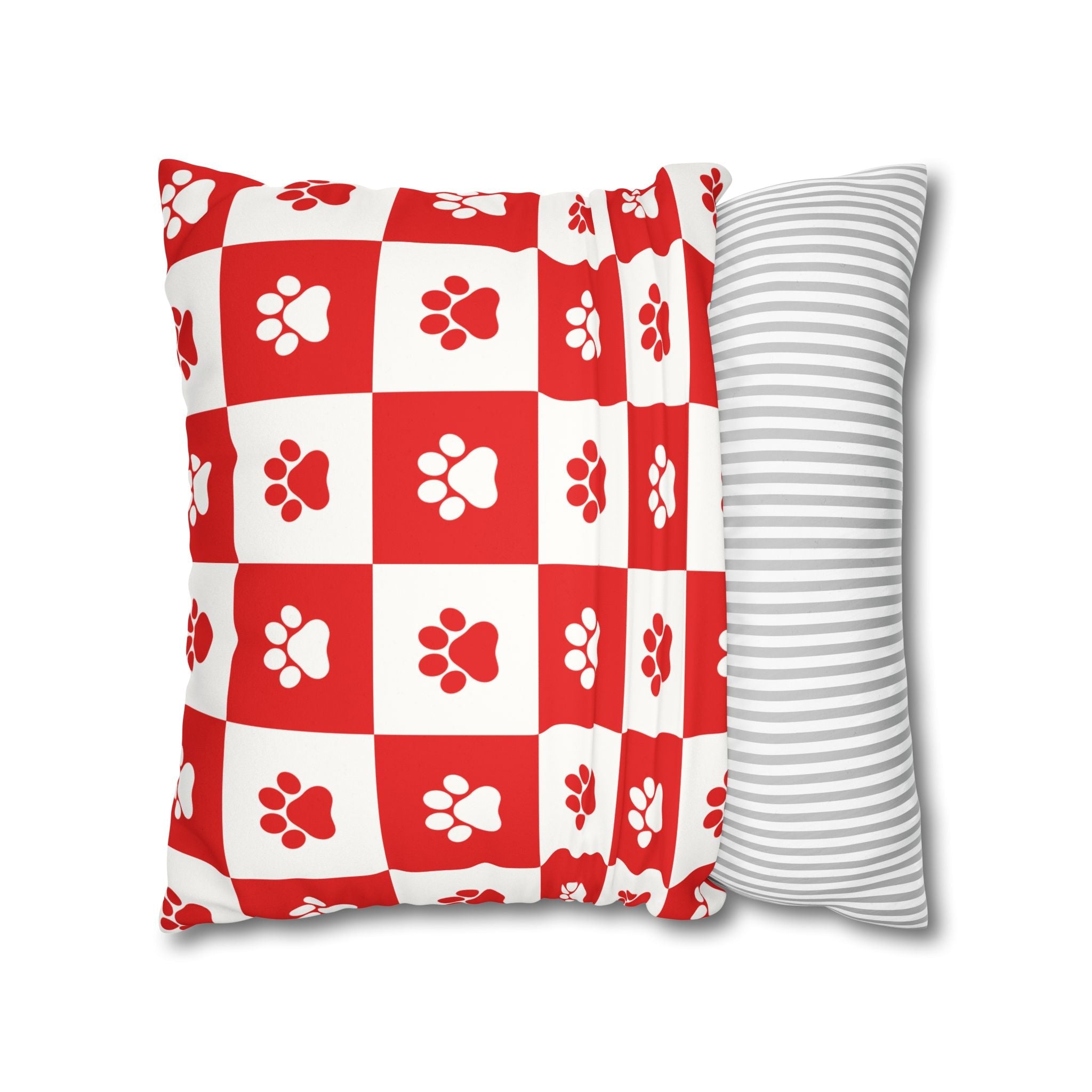 Red Paw Print Faux Suede Pillowcase - Cozy Home Decor for Pet Lovers - Decor, Home, Pillows - EpiAl's Shop