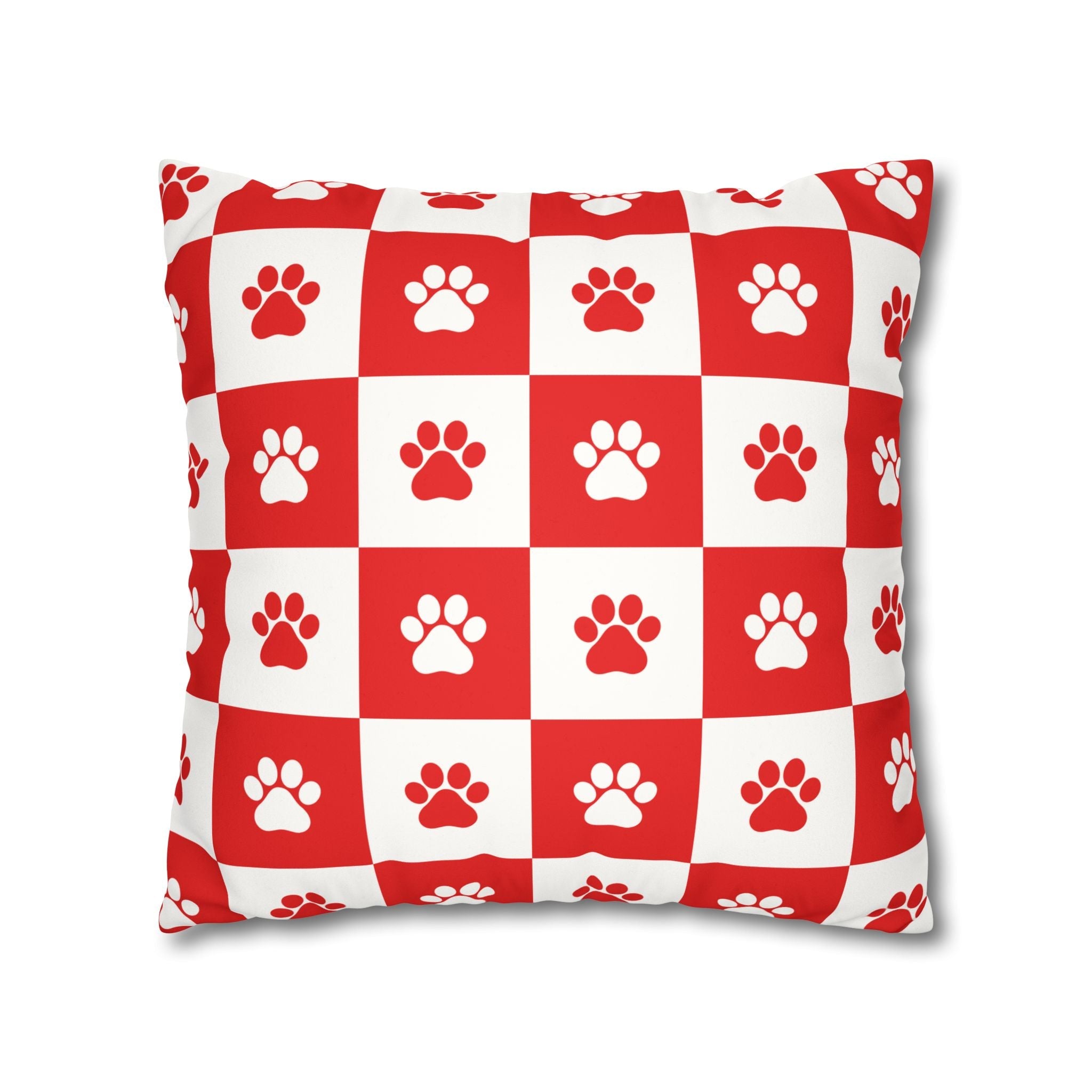 Red Paw Print Faux Suede Pillowcase - Cozy Home Decor for Pet Lovers - Decor, Home, Pillows - EpiAl's Shop