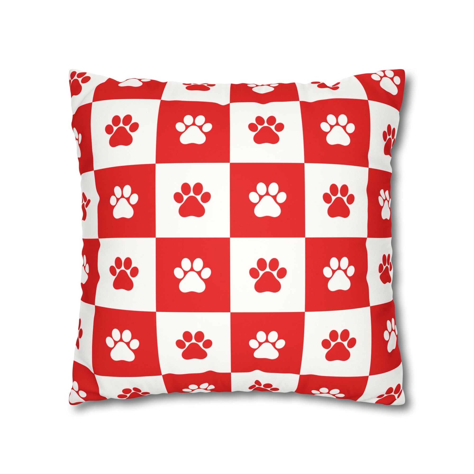 Red Paw Print Faux Suede Pillowcase - Cozy Home Decor for Pet Lovers - Decor, Home, Pillows - EpiAl's Shop