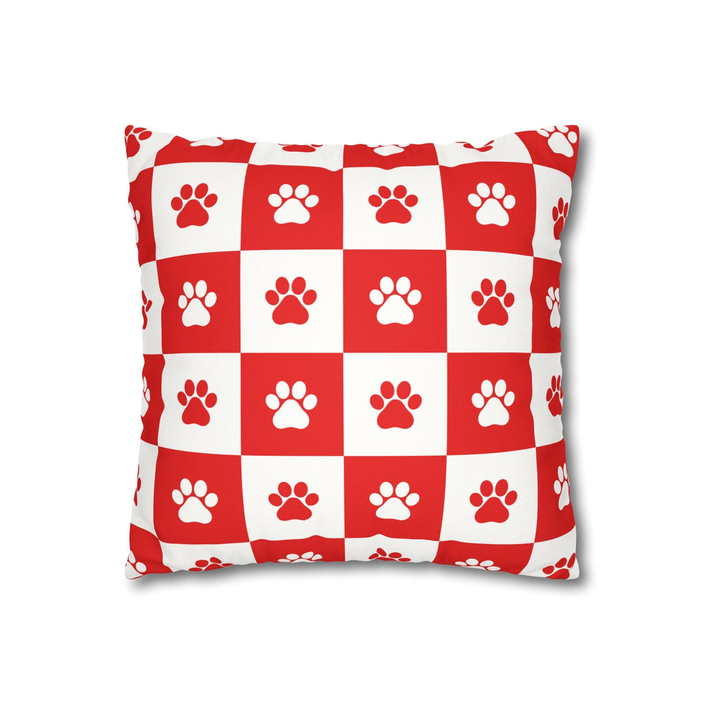 Red Paw Print Faux Suede Pillowcase - Cozy Home Decor for Pet Lovers - Decor, Home, Pillows - EpiAl's Shop
