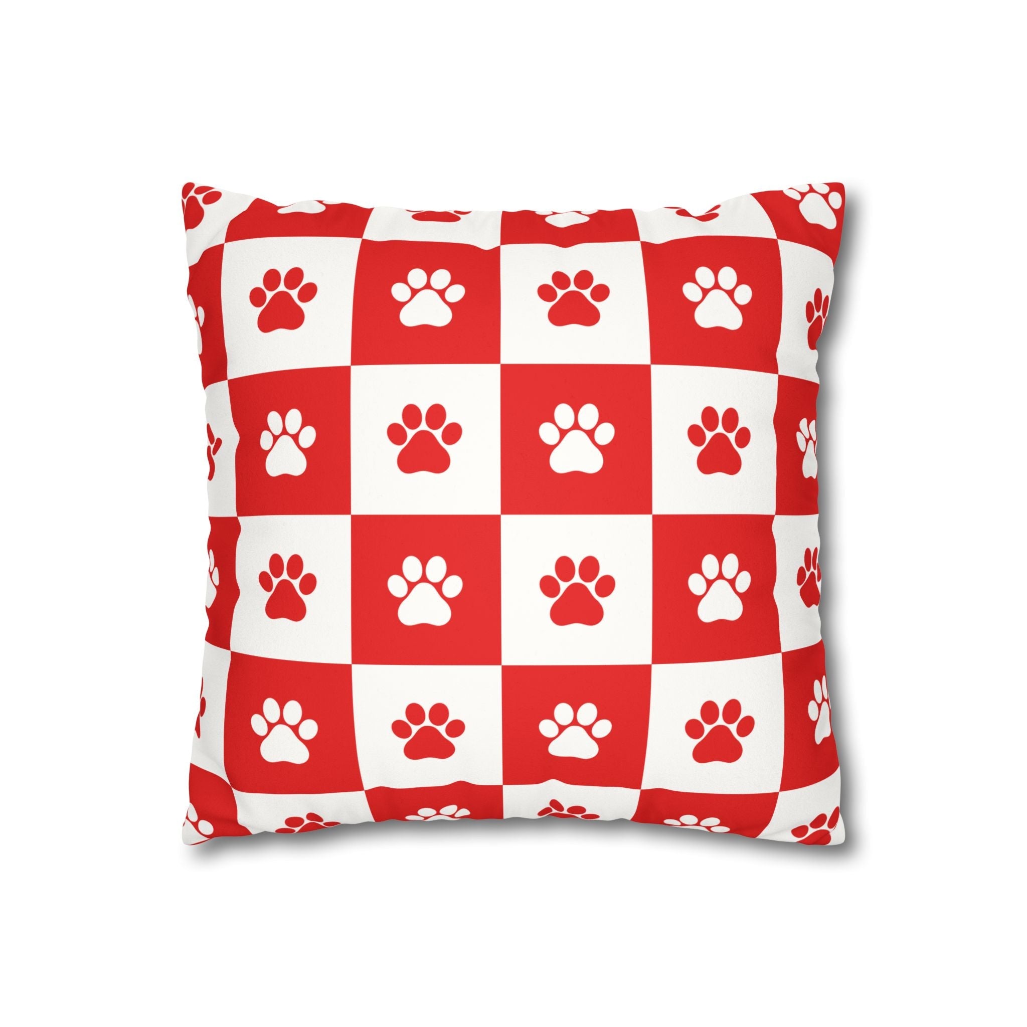 Red Paw Print Faux Suede Pillowcase - Cozy Home Decor for Pet Lovers - Decor, Home, Pillows - EpiAl's Shop