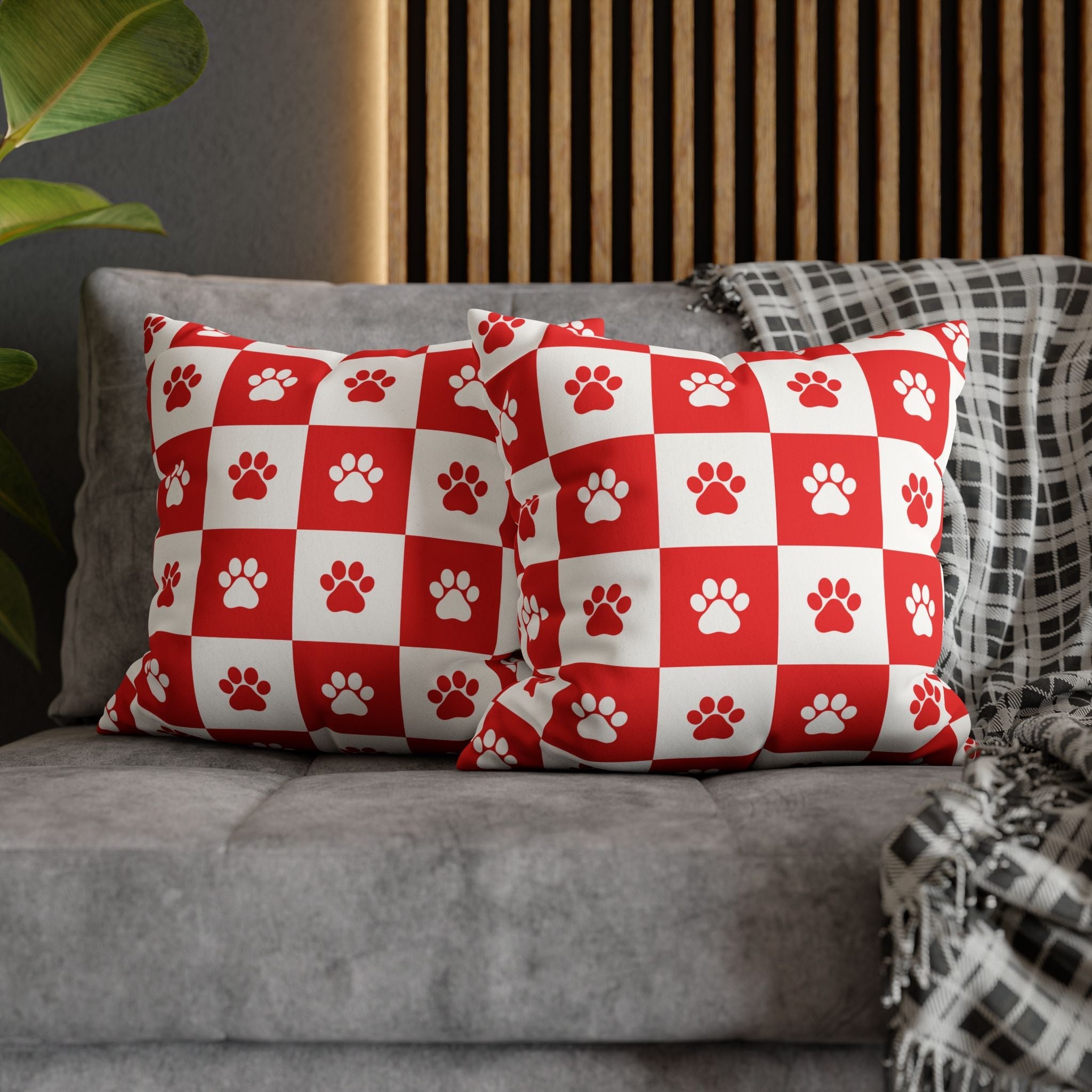 Red Paw Print Faux Suede Pillowcase - Cozy Home Decor for Pet Lovers - Decor, Home, Pillows - EpiAl's Shop