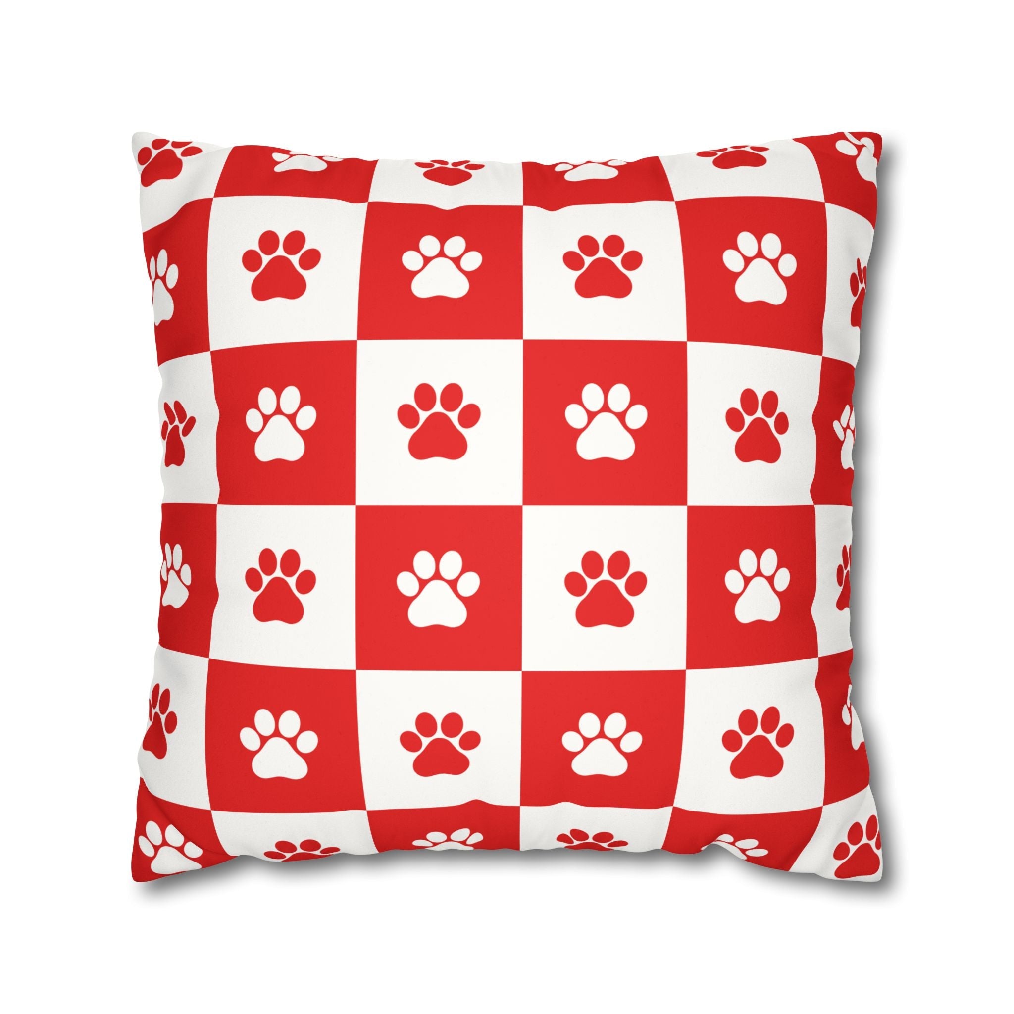 Red Paw Print Faux Suede Pillowcase - Cozy Home Decor for Pet Lovers - Decor, Home, Pillows - EpiAl's Shop