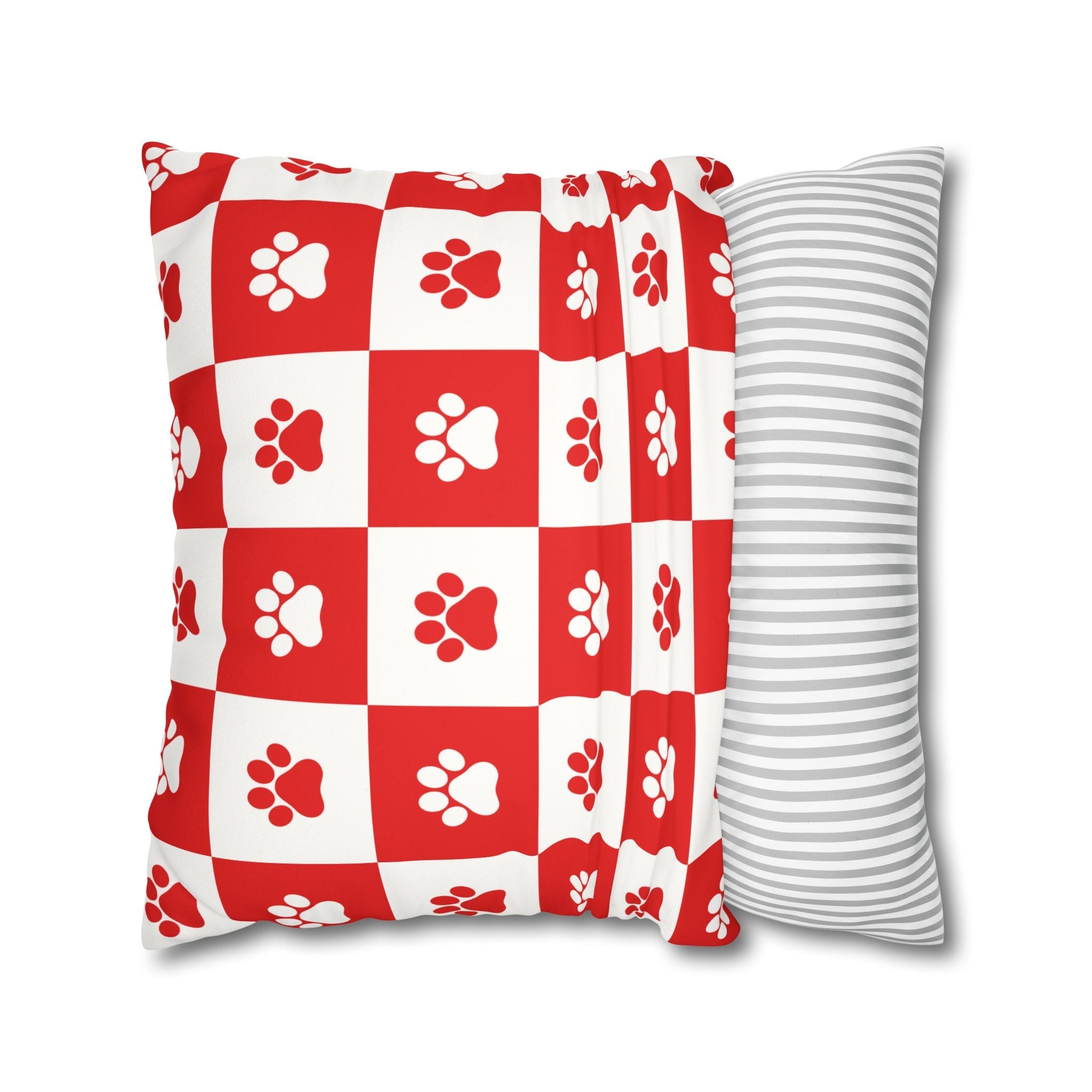 Red Paw Print Faux Suede Pillowcase - Cozy Home Decor for Pet Lovers - Decor, Home, Pillows - EpiAl's Shop