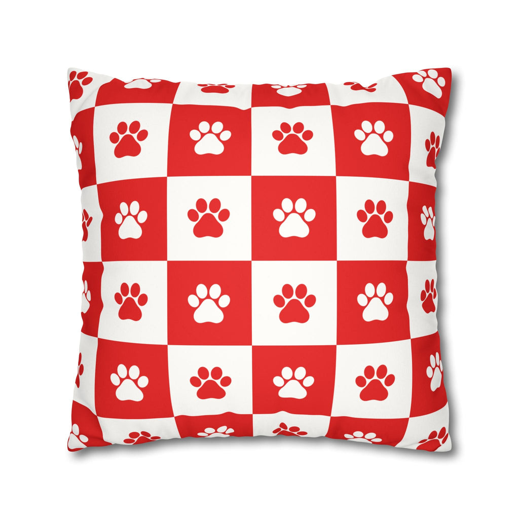 Red Paw Print Faux Suede Pillowcase - Cozy Home Decor for Pet Lovers - Decor, Home, Pillows - EpiAl's Shop