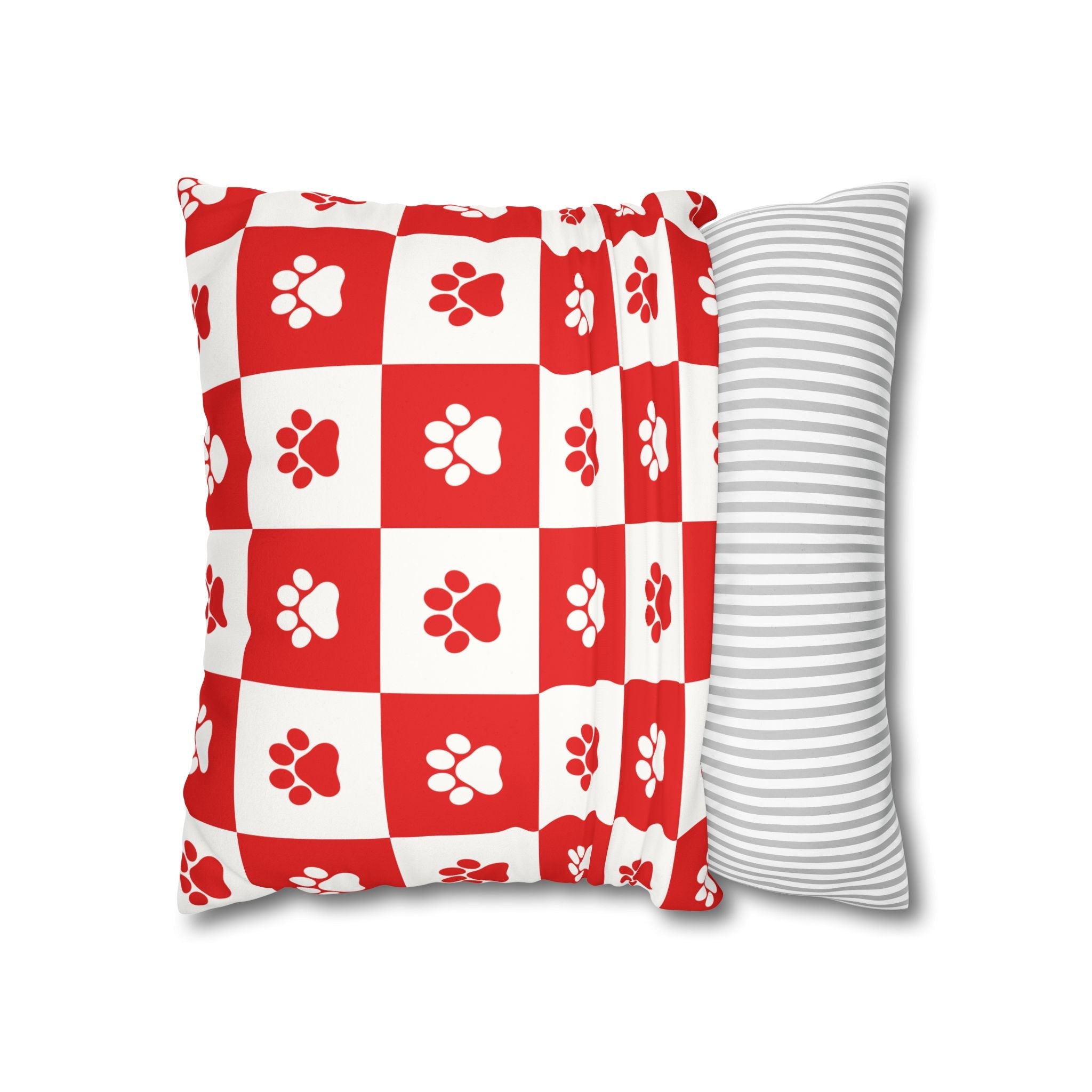 Red Paw Print Faux Suede Pillowcase - Cozy Home Decor for Pet Lovers - Decor, Home, Pillows - EpiAl's Shop
