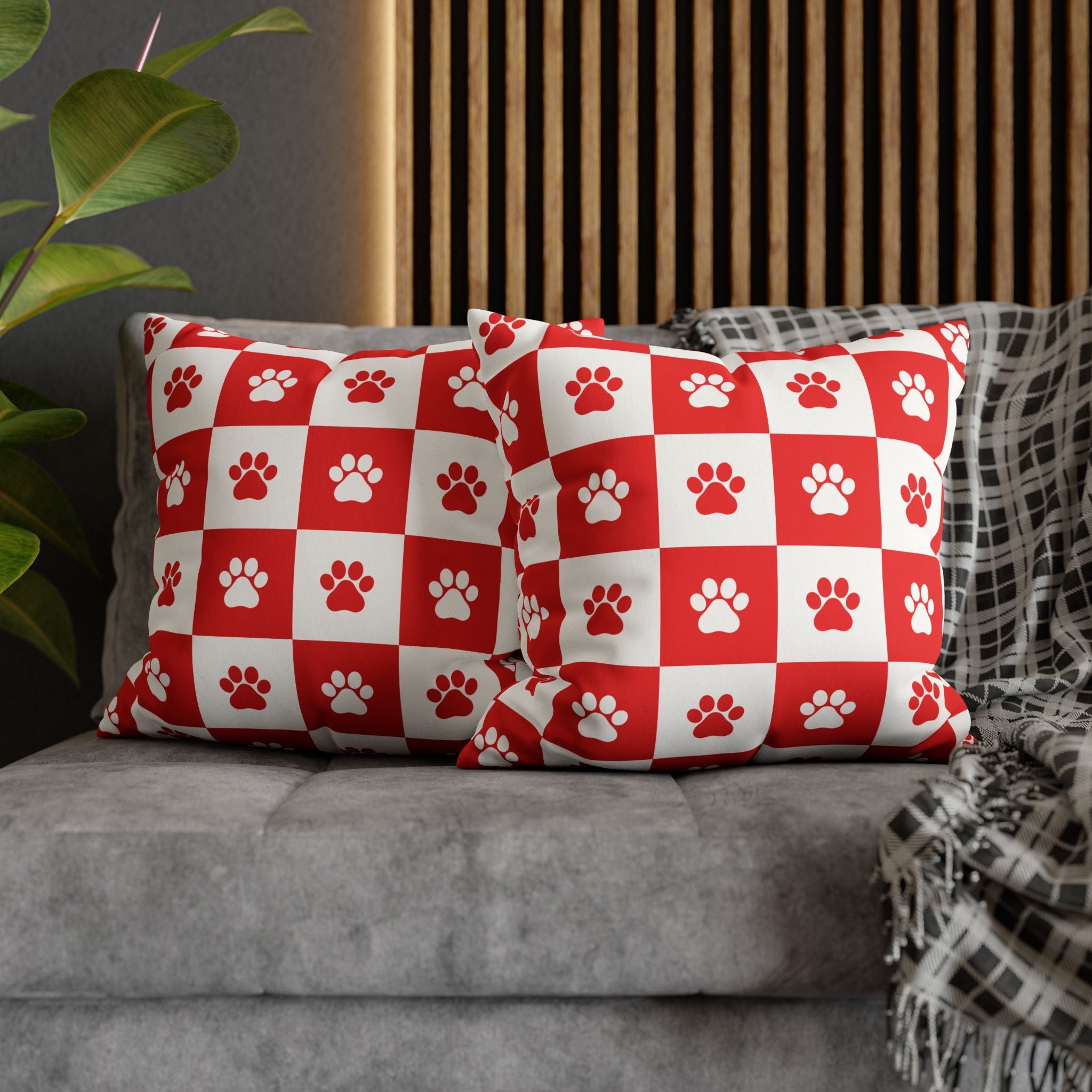 Red Paw Print Faux Suede Pillowcase - Cozy Home Decor for Pet Lovers - Decor, Home, Pillows - EpiAl's Shop
