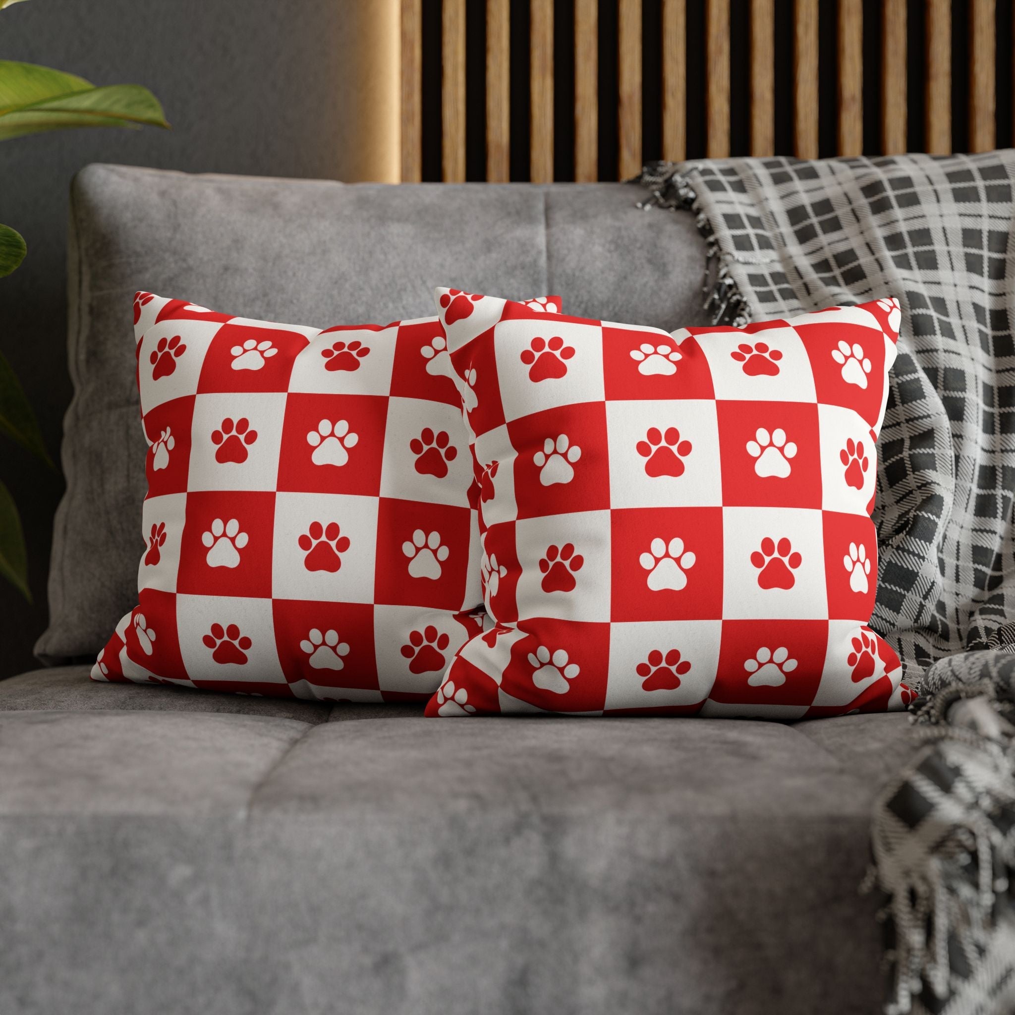 Red Paw Print Faux Suede Pillowcase - Cozy Home Decor for Pet Lovers - Decor, Home, Pillows - EpiAl's Shop