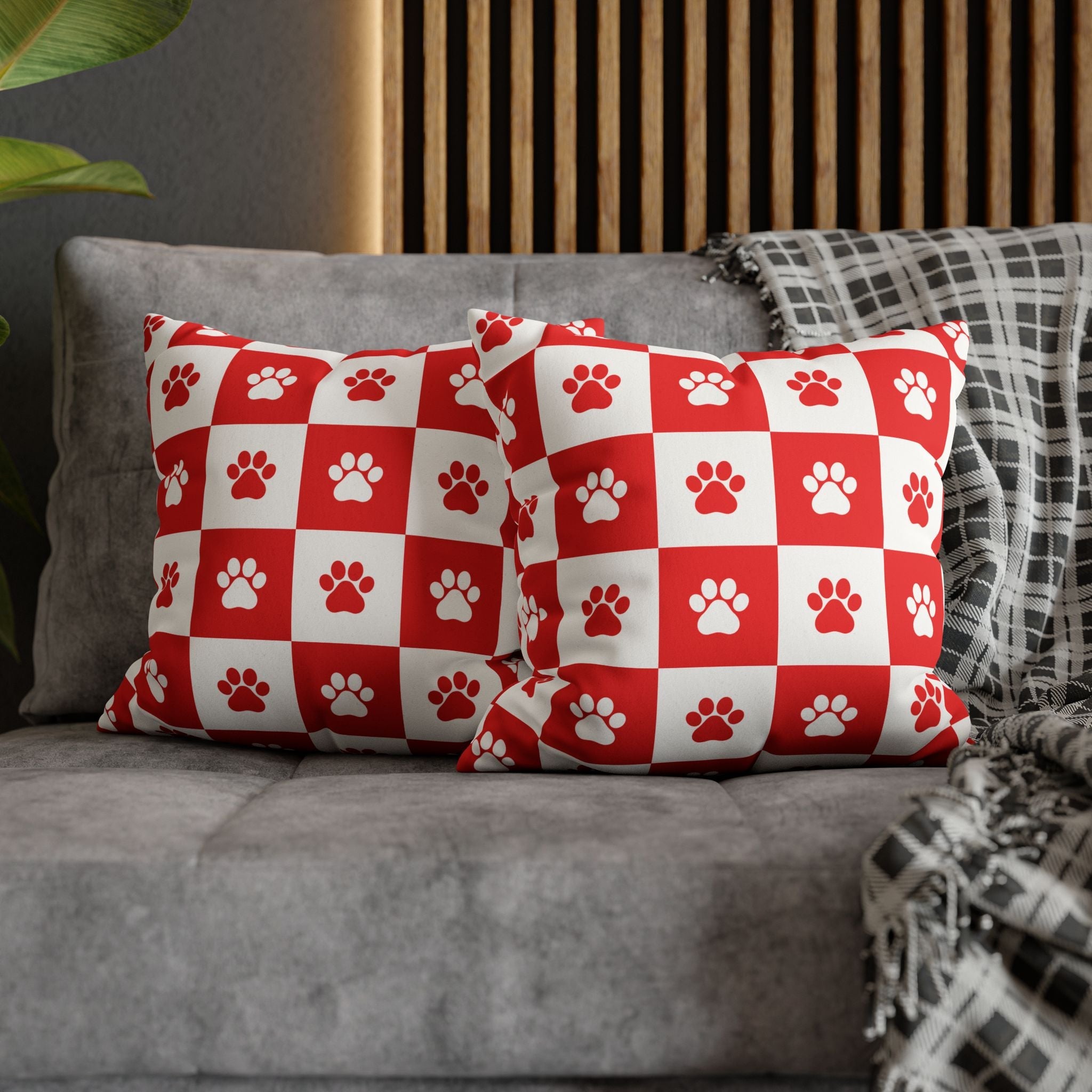 Red Paw Print Faux Suede Pillowcase - Cozy Home Decor for Pet Lovers - Decor, Home, Pillows - EpiAl's Shop