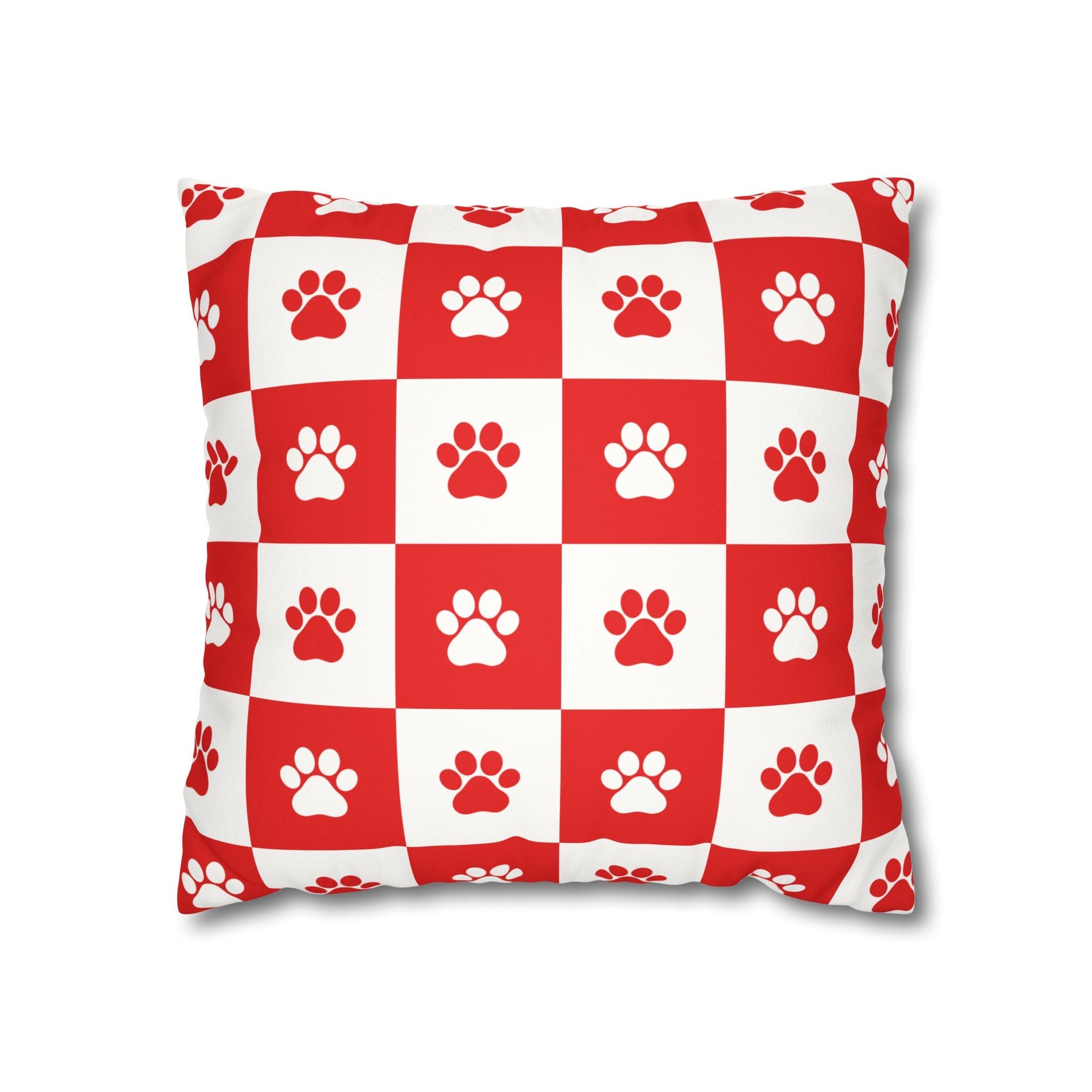 Red Paw Print Faux Suede Pillowcase - Cozy Home Decor for Pet Lovers - Decor, Home, Pillows - EpiAl's Shop