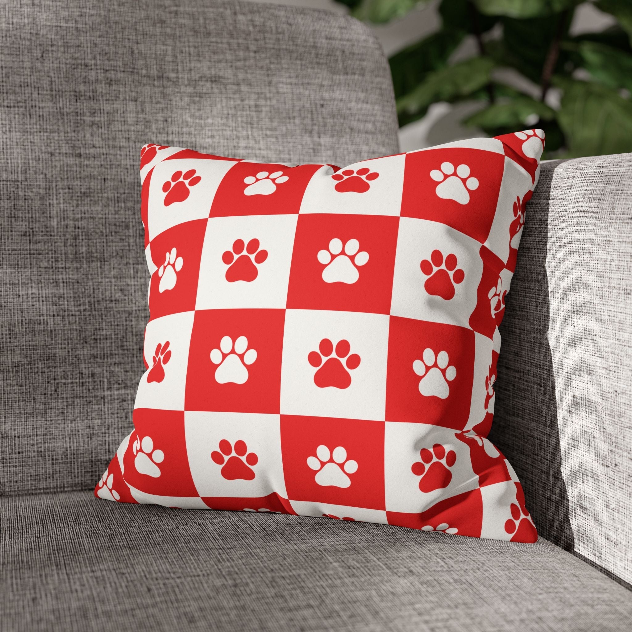 Red Paw Print Faux Suede Pillowcase - Cozy Home Decor for Pet Lovers - Decor, Home, Pillows - EpiAl's Shop