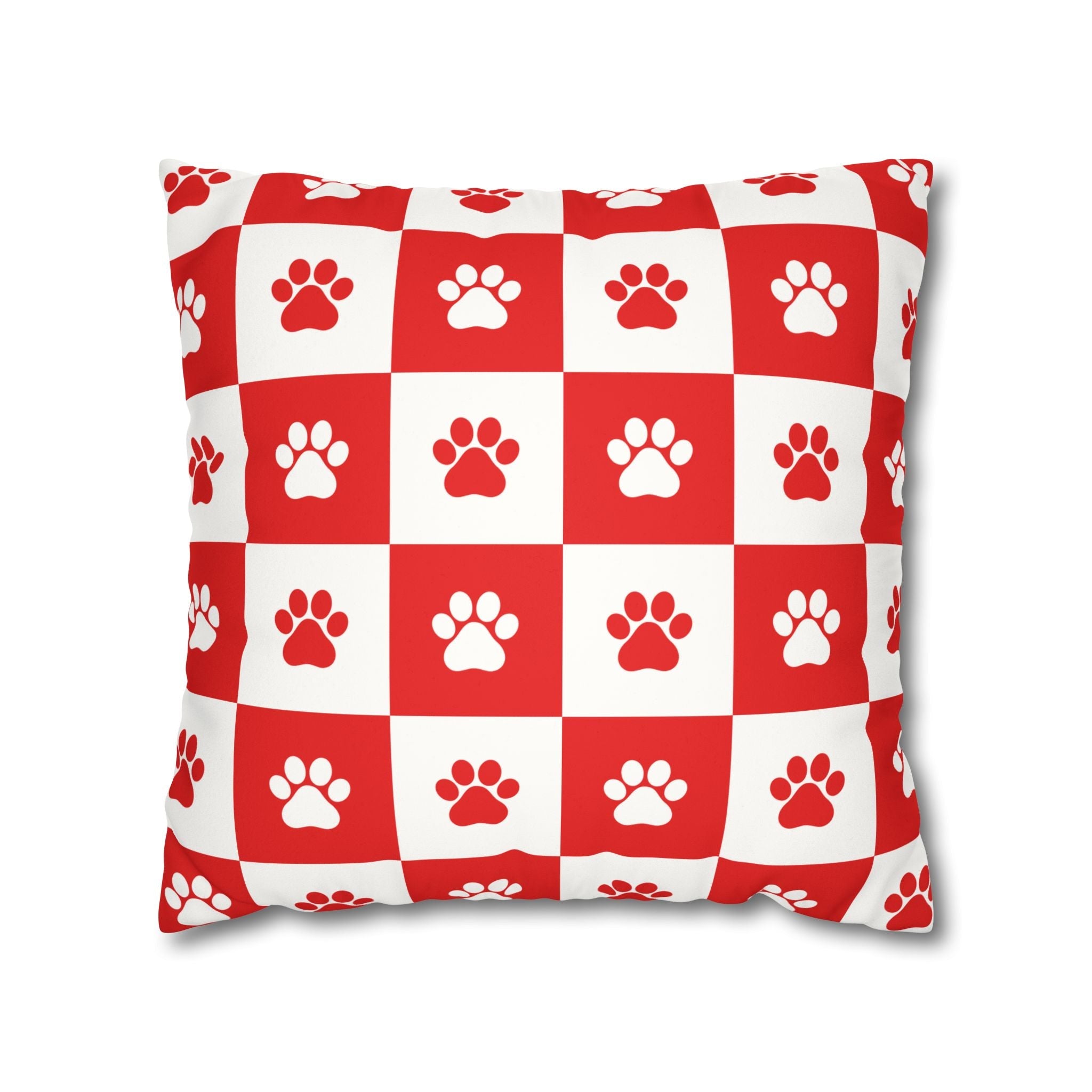 Red Paw Print Faux Suede Pillowcase - Cozy Home Decor for Pet Lovers - Decor, Home, Pillows - EpiAl's Shop
