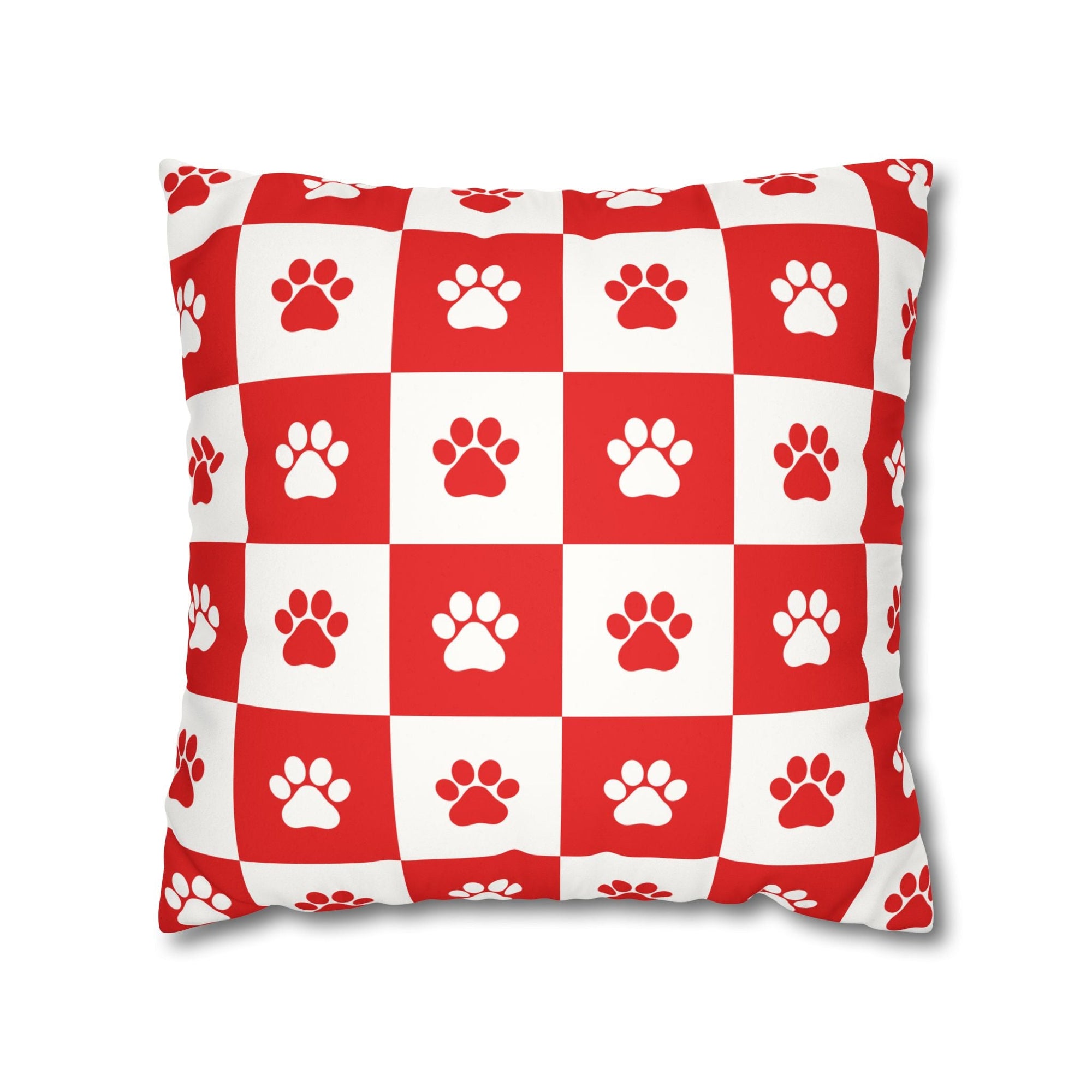 Red Paw Print Faux Suede Pillowcase - Cozy Home Decor for Pet Lovers - Decor, Home, Pillows - EpiAl's Shop
