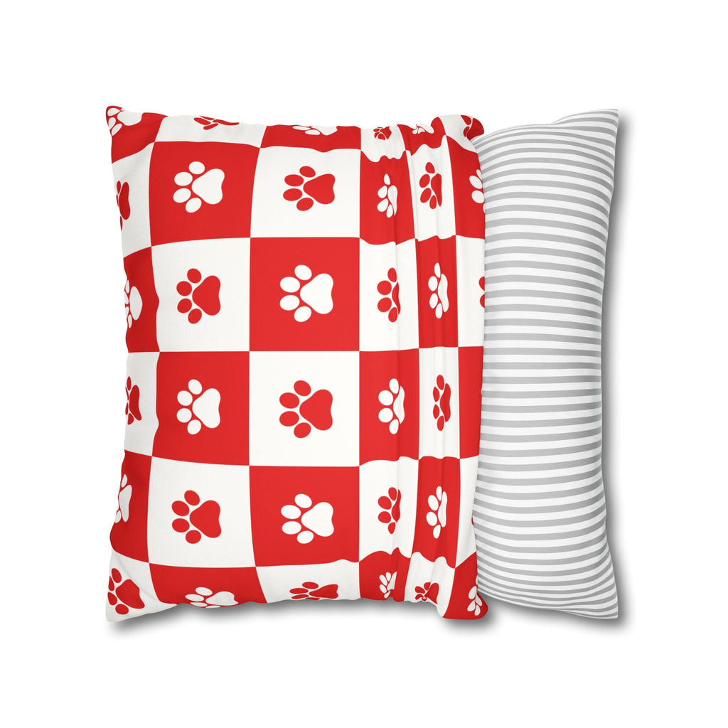 Red Paw Print Faux Suede Pillowcase - Cozy Home Decor for Pet Lovers - Decor, Home, Pillows - EpiAl's Shop