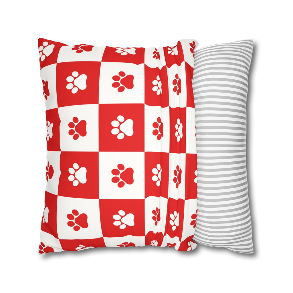 Red Paw Print Faux Suede Pillowcase - Cozy Home Decor for Pet Lovers - Decor, Home, Pillows - EpiAl's Shop