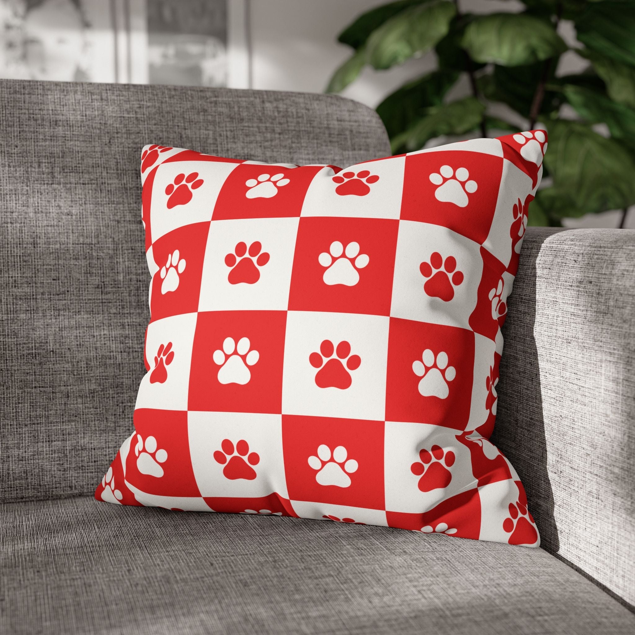 Red Paw Print Faux Suede Pillowcase - Cozy Home Decor for Pet Lovers - Decor, Home, Pillows - EpiAl's Shop