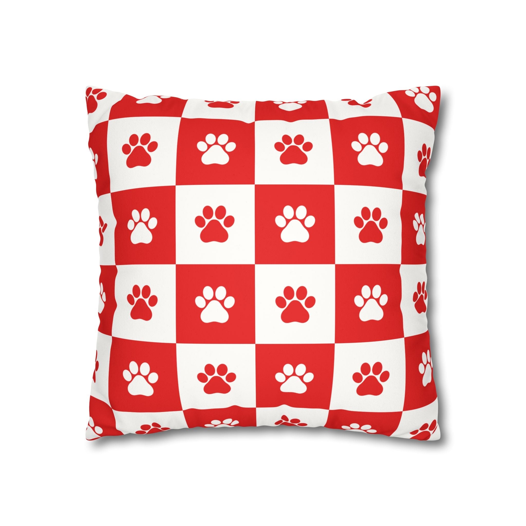 Red Paw Print Faux Suede Pillowcase - Cozy Home Decor for Pet Lovers - Decor, Home, Pillows - EpiAl's Shop