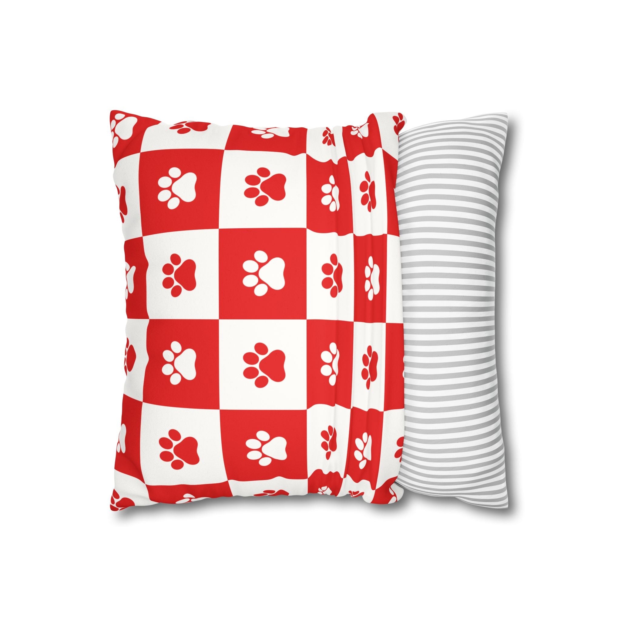 Red Paw Print Faux Suede Pillowcase - Cozy Home Decor for Pet Lovers - Decor, Home, Pillows - EpiAl's Shop