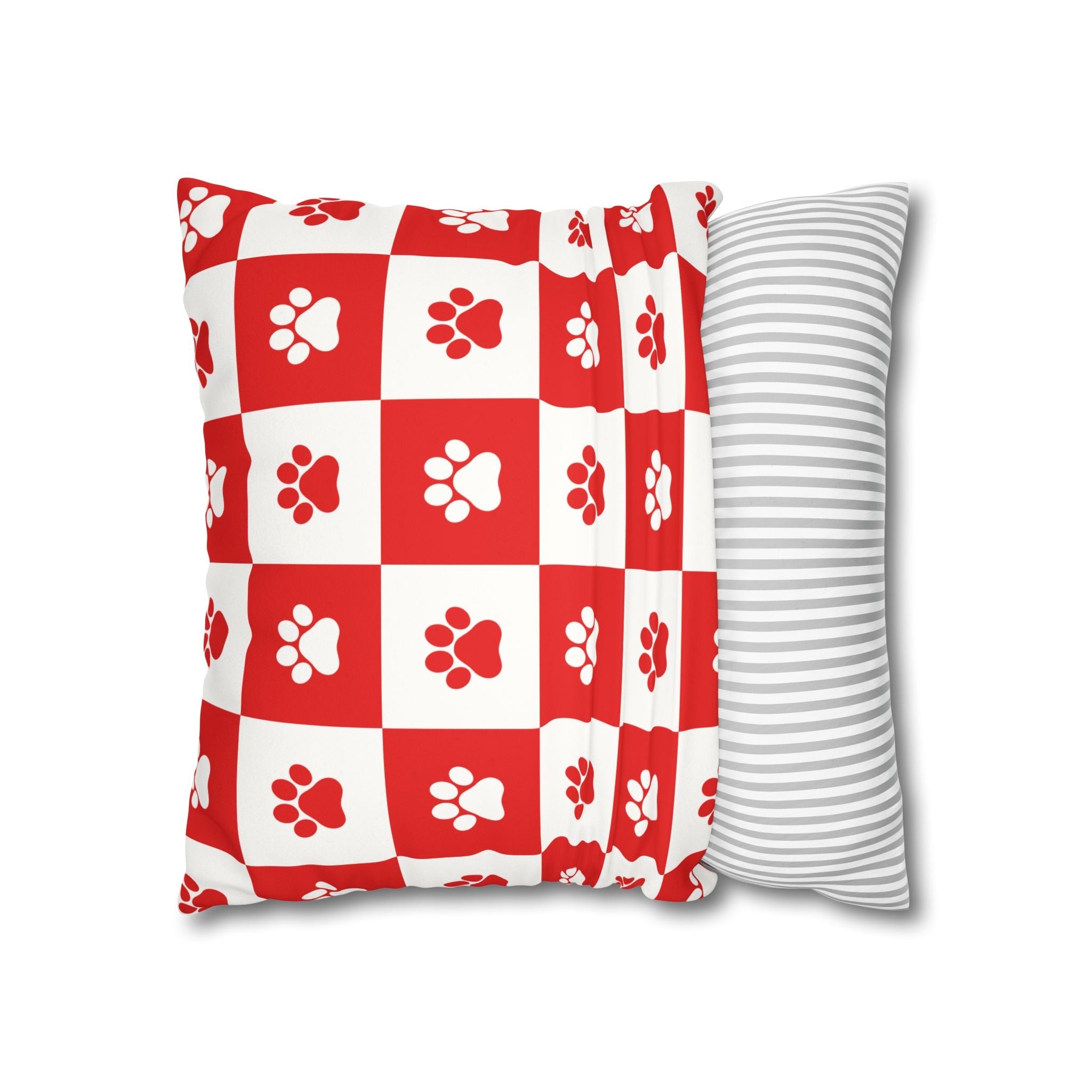 Red Paw Print Faux Suede Pillowcase - Cozy Home Decor for Pet Lovers - Decor, Home, Pillows - EpiAl's Shop