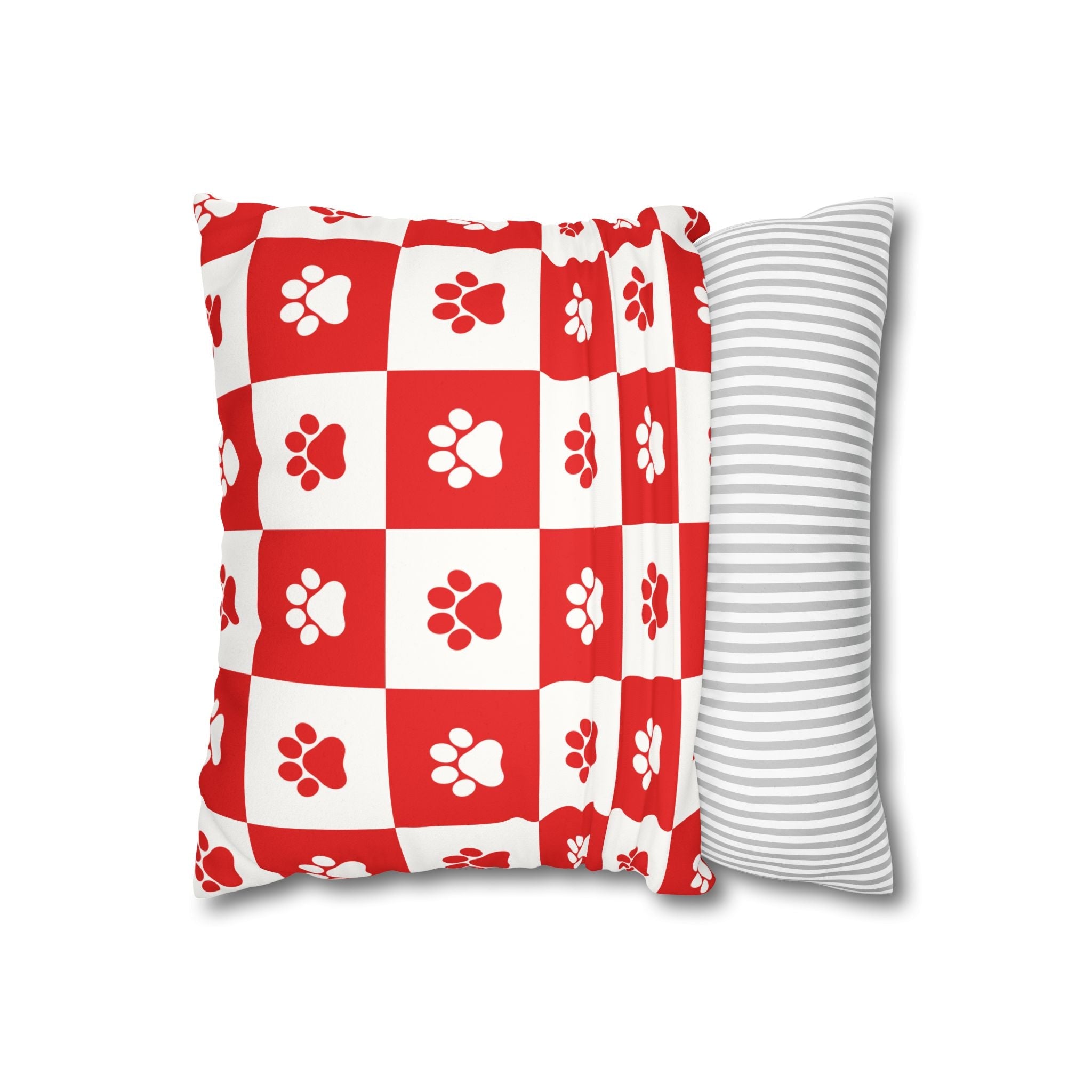 Red Paw Print Faux Suede Pillowcase - Cozy Home Decor for Pet Lovers - Decor, Home, Pillows - EpiAl's Shop