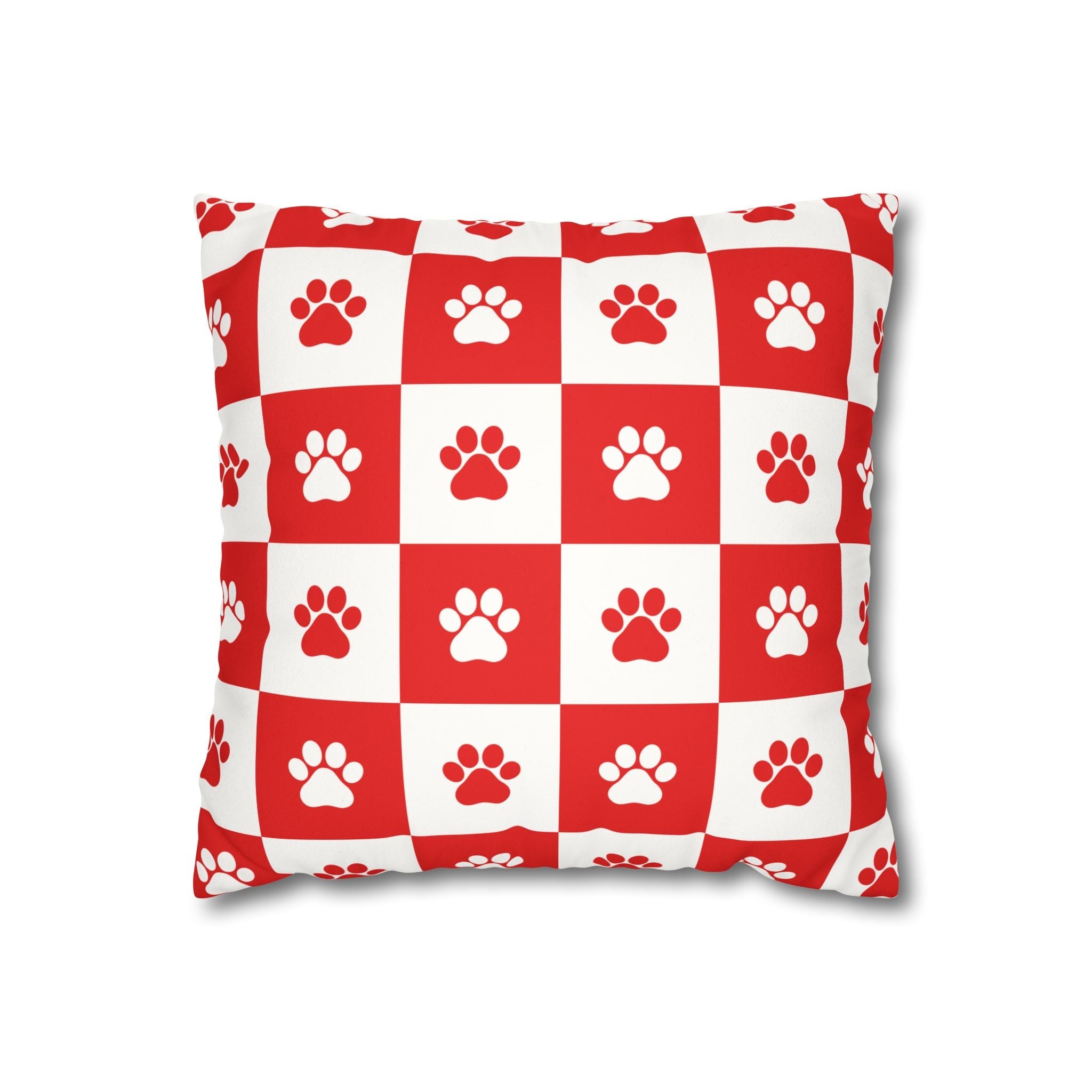 Red Paw Print Faux Suede Pillowcase - Cozy Home Decor for Pet Lovers - Decor, Home, Pillows - EpiAl's Shop