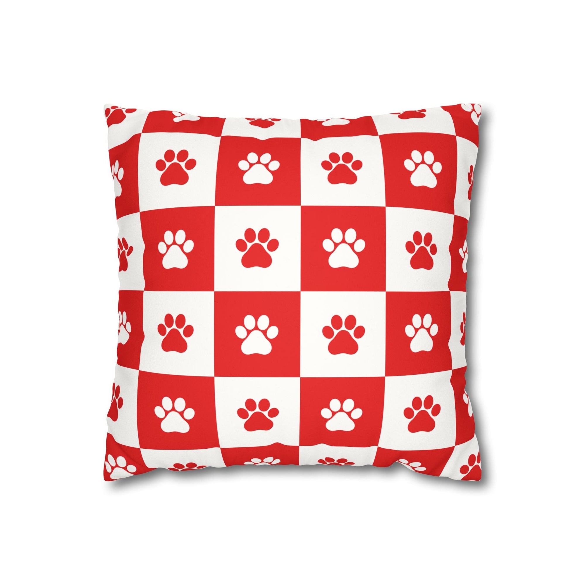Red Paw Print Faux Suede Pillowcase - Cozy Home Decor for Pet Lovers - Decor, Home, Pillows - EpiAl's Shop