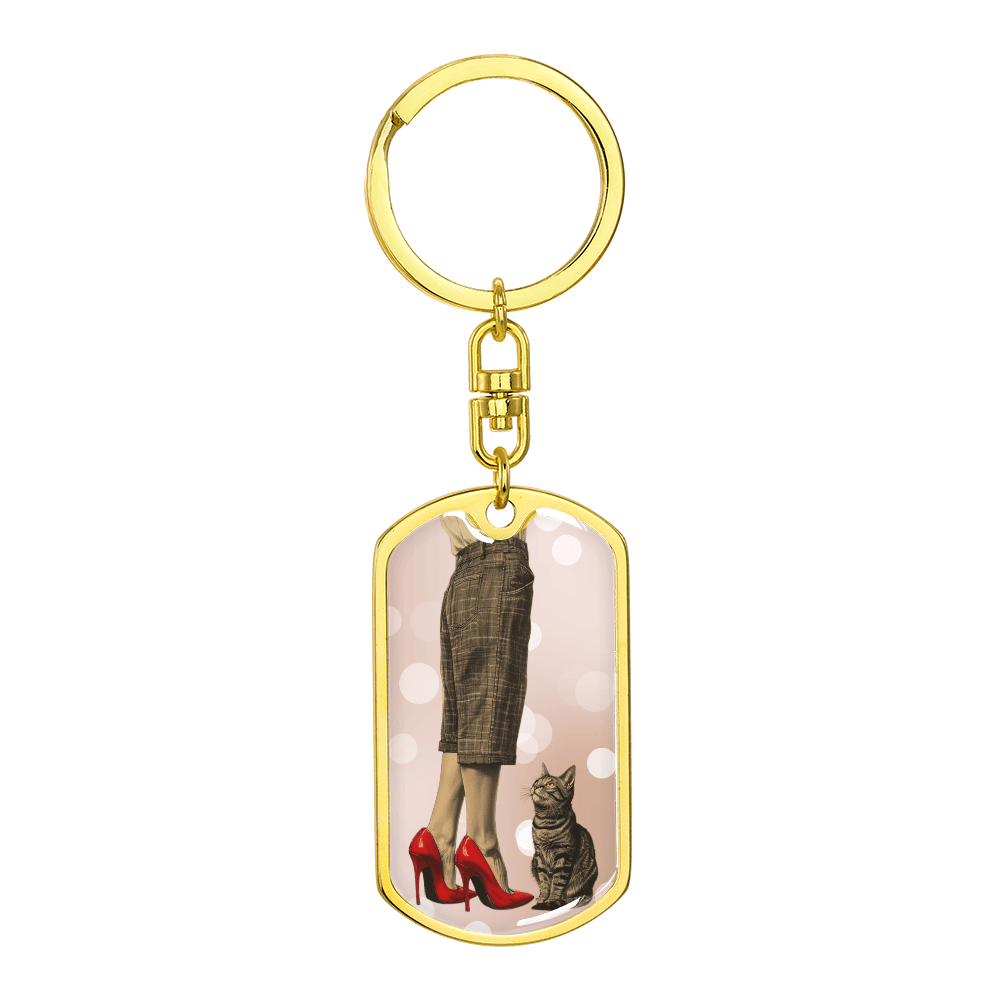 Red Shoe Cat Lady Dog Tag Keychain - Jewelry, Keychains - EpiAl's Shop