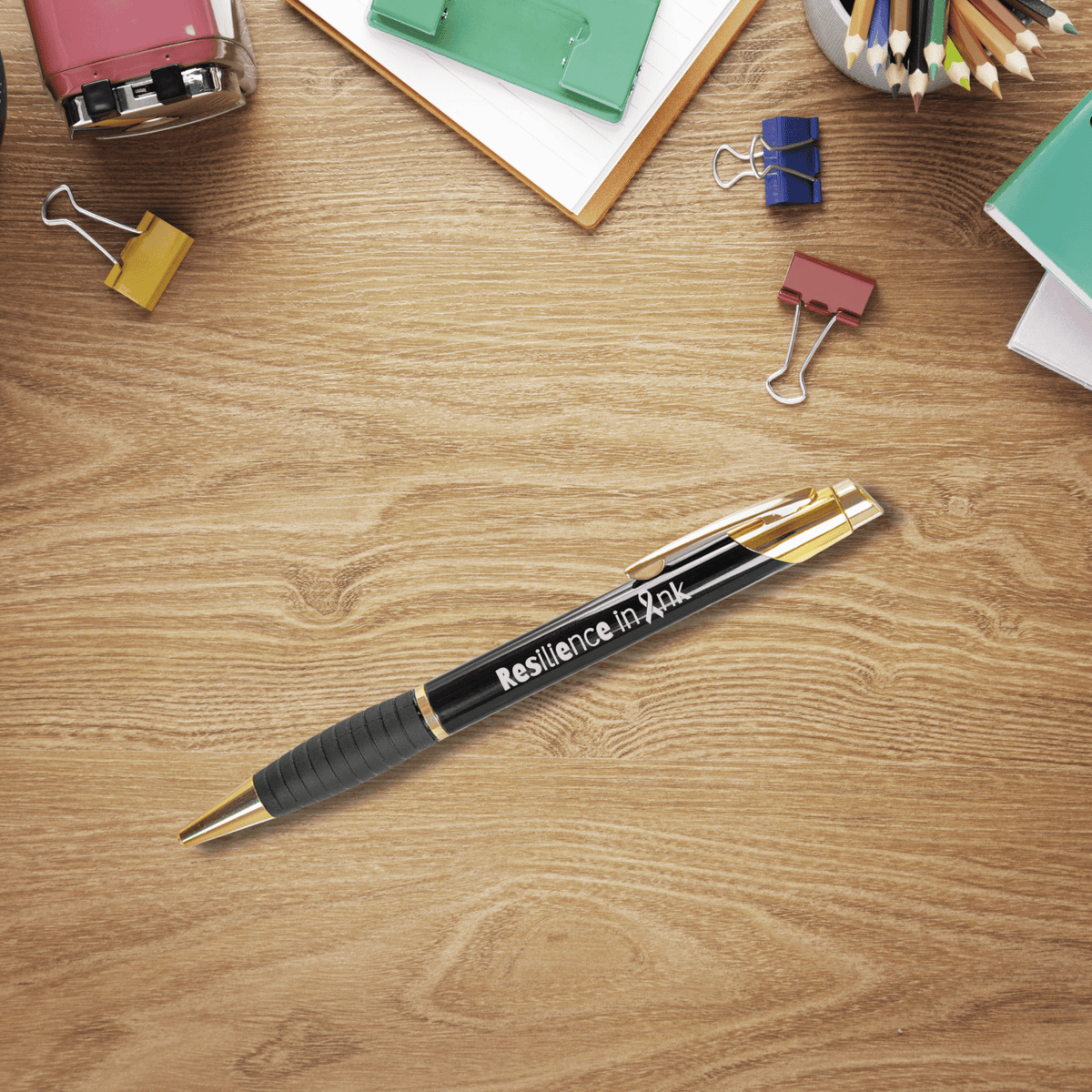 Resilience in Ink Brass Ballpoint Pen – Awareness Ribbon Engraved Writing Pen - Pen, Ink - EpiAl's Shop