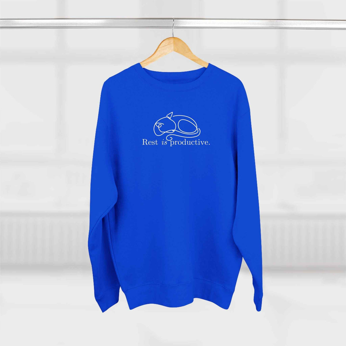“Rest Is Productive” Minimalist Cat Sweatshirt – Comfort Fleece Pullover - Clothing, Unisex, Sweatshirts - EpiAl's Shop