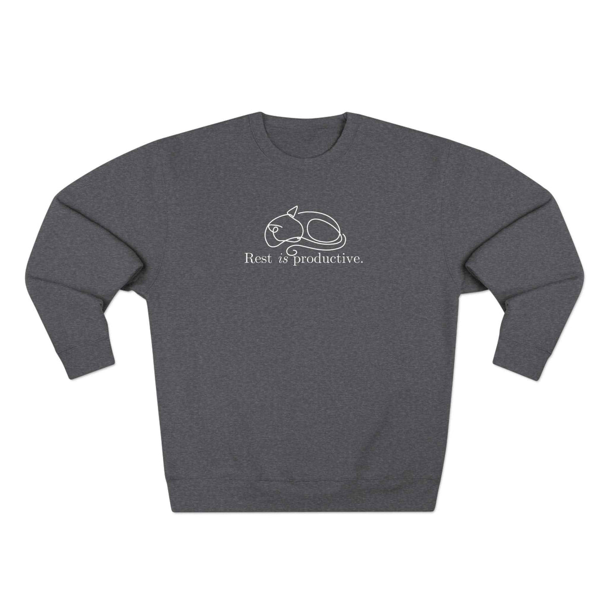“Rest Is Productive” Minimalist Cat Sweatshirt – Comfort Fleece Pullover - Clothing, Unisex, Sweatshirts - EpiAl's Shop